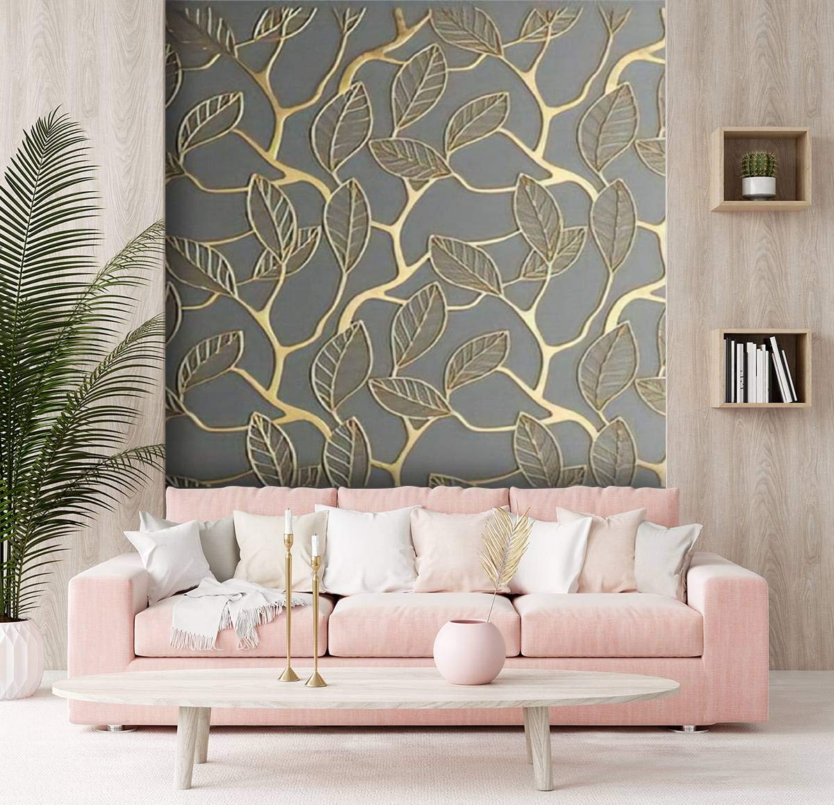 FEWEGRWEFW Modern 3D Design Removable Wallpaper for Bedroom Living Room 3D Render Gold Lattice Modern Wallpaper Stick and Peel Wall Stickers Home Decor 100 inch x 144 inch