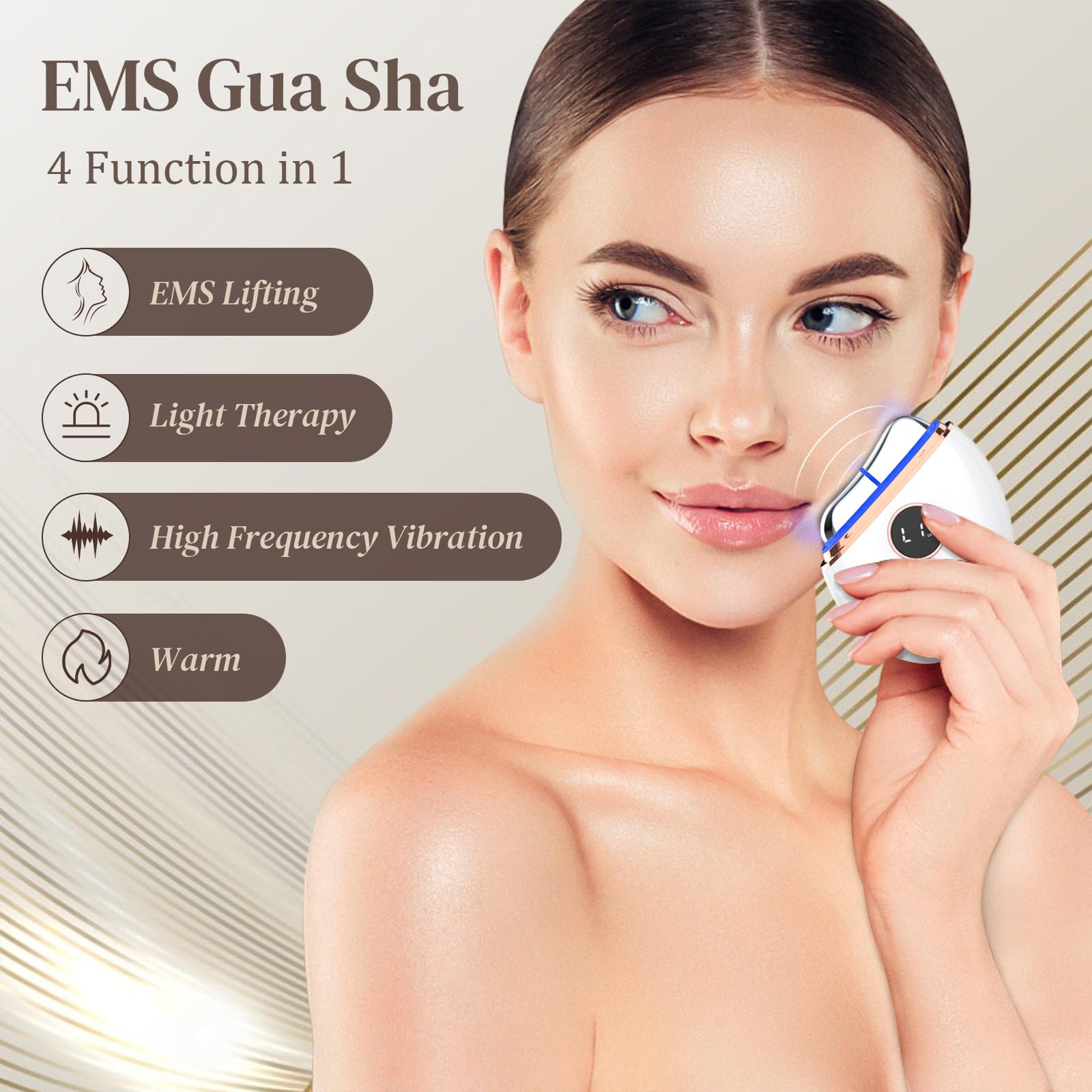 EMS Gua Sha, Profey Gesichtsmassagegerät, Gua Sha Elektrisch mit Wärme, EMS Gerät Gesicht mit Rotlicht, Blau, Grün, Gesicht Lifting Gerät Für Gesicht Anti Falten Anti Aging