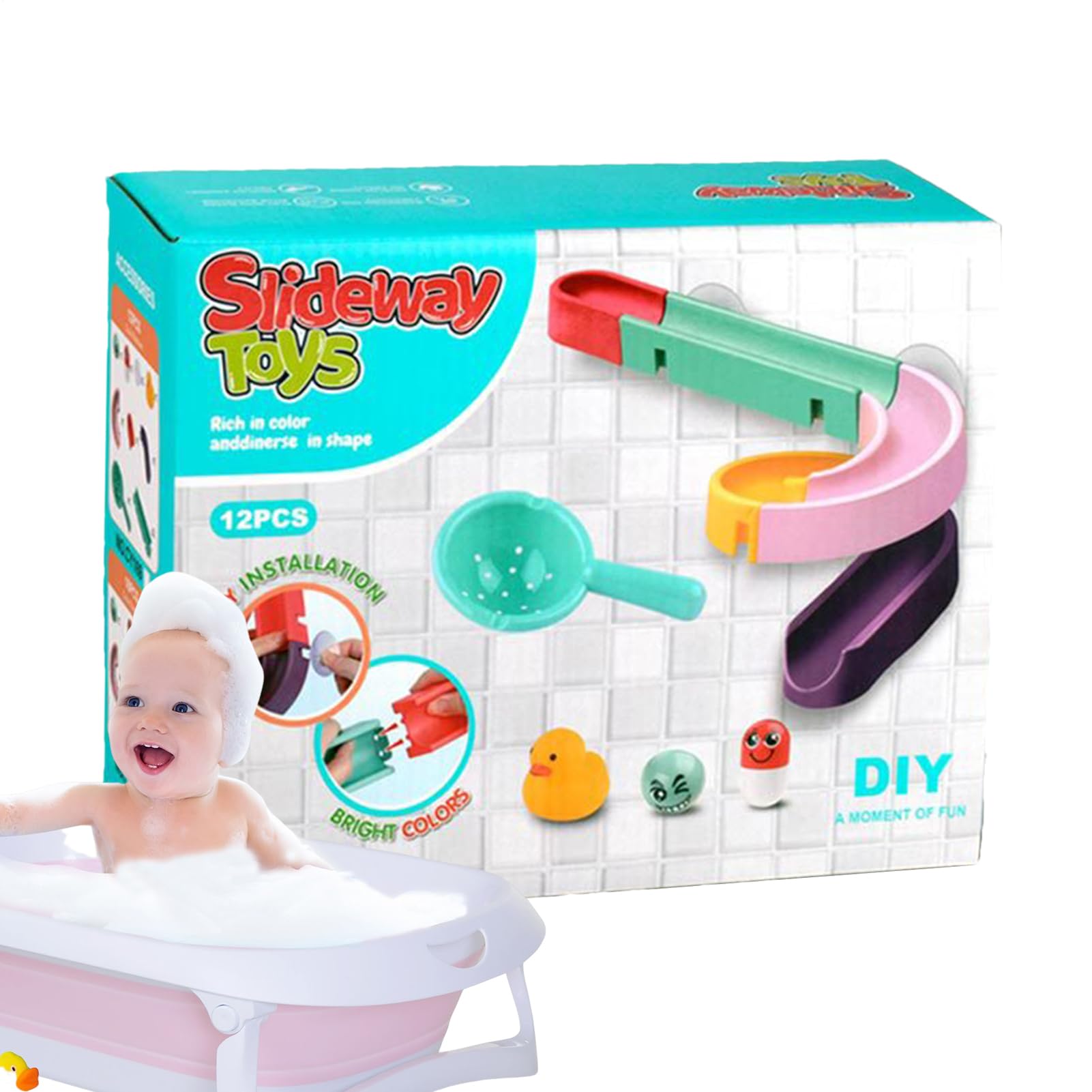 Con riel deslizante, deslizante para bañera de pared | Juguetes de ducha para niños, para tobogán de bañera de pared, divertidos juguetes