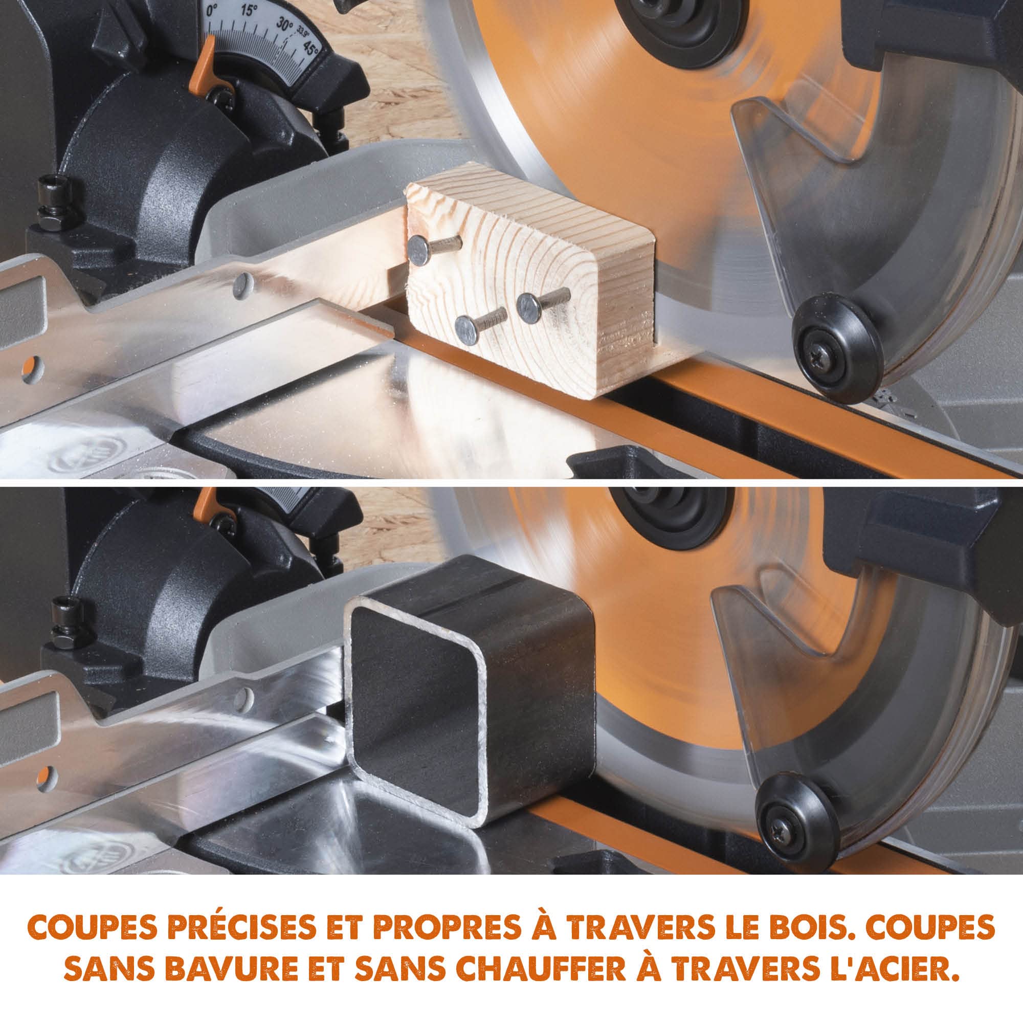 Evolution Scie à onglet coulissante sans fil Evolution Power Tools R185SMS-Li pour coupe multi-matériaux, biseau de 45°, onglet de 50°, 850 W. Comprend une lame TCT 185 MM et une garantie de 3 ans
