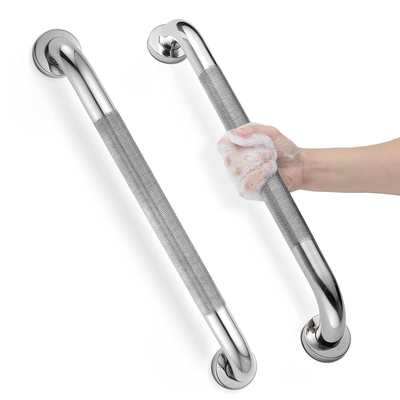 Barras de agarre para ducha, paquete de 2 unidades, 20 pulgadas, antideslizantes, de acero inoxidable, barra de agarre de seguridad para baño, barra de agarre de ducha, soporte para