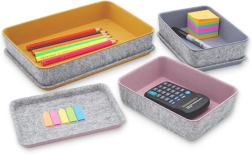Welaxy Organizador de cajones de fieltro con tapa con tapas, organizador apilable de escritorio, caja de almacenamiento para manualidades,