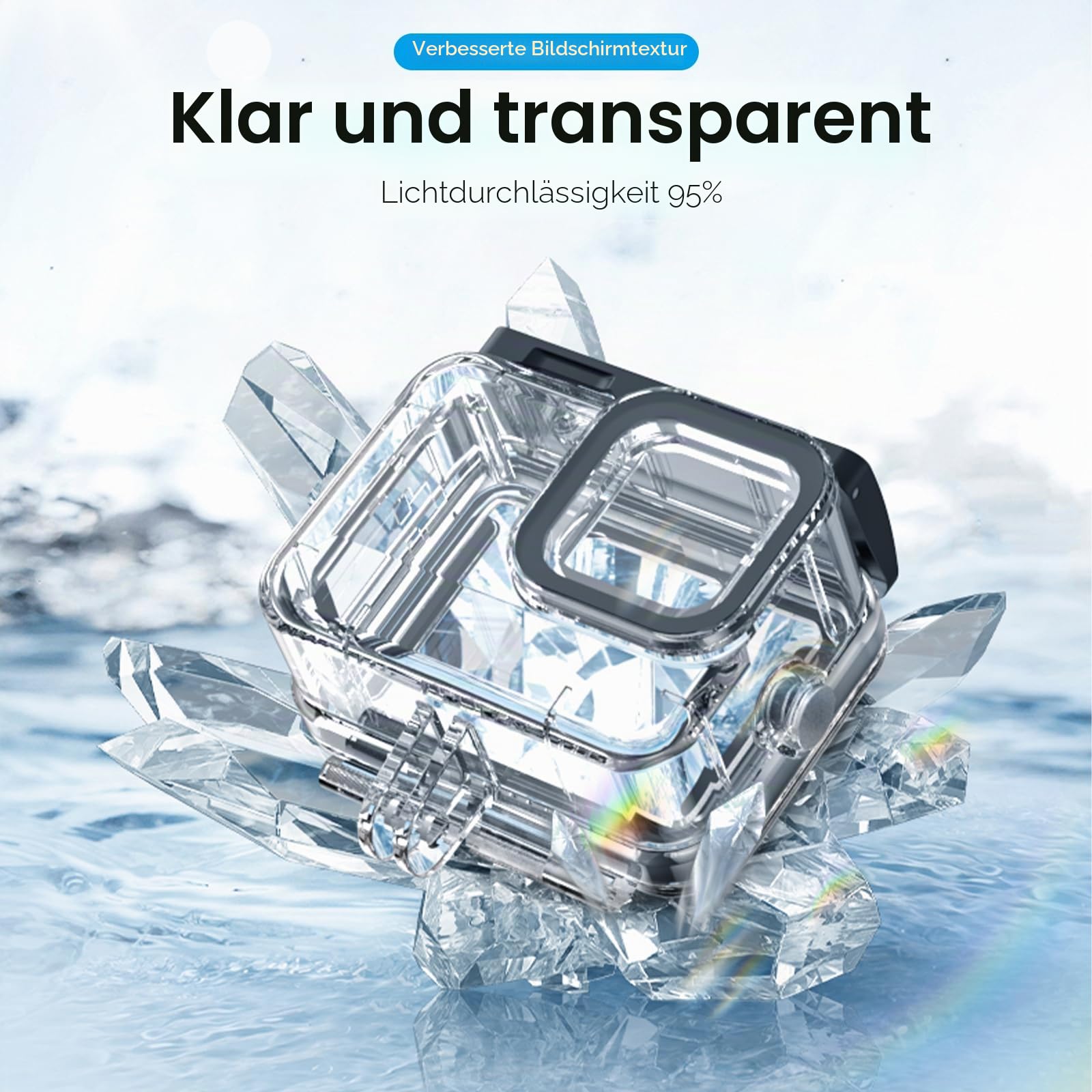 TELESIN Wasserdichtes Gehäuse für GoPro Hero 9, schwarz, 50 m Unterwasser-Unterwasser-Schutzhülle, transparente Schutzhülle mit Schnellverschluss-Halterung für GoPro HERO9 Action-Kamera, Schwarz