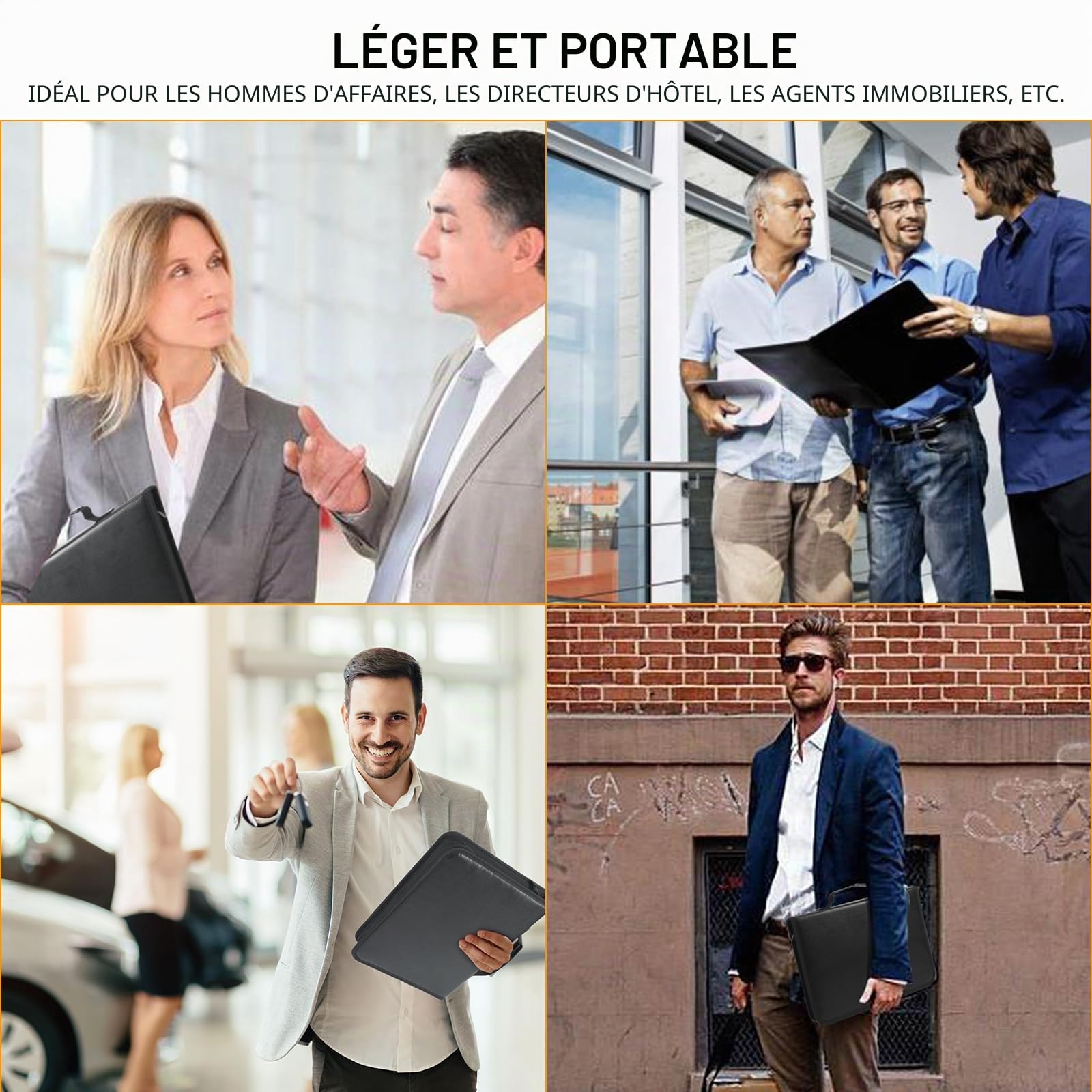 Étui à clés portable avec fermeture éclair, poignée, étanche et ignifuge, 54 crochets et étiquettes, pour ventes immobilières