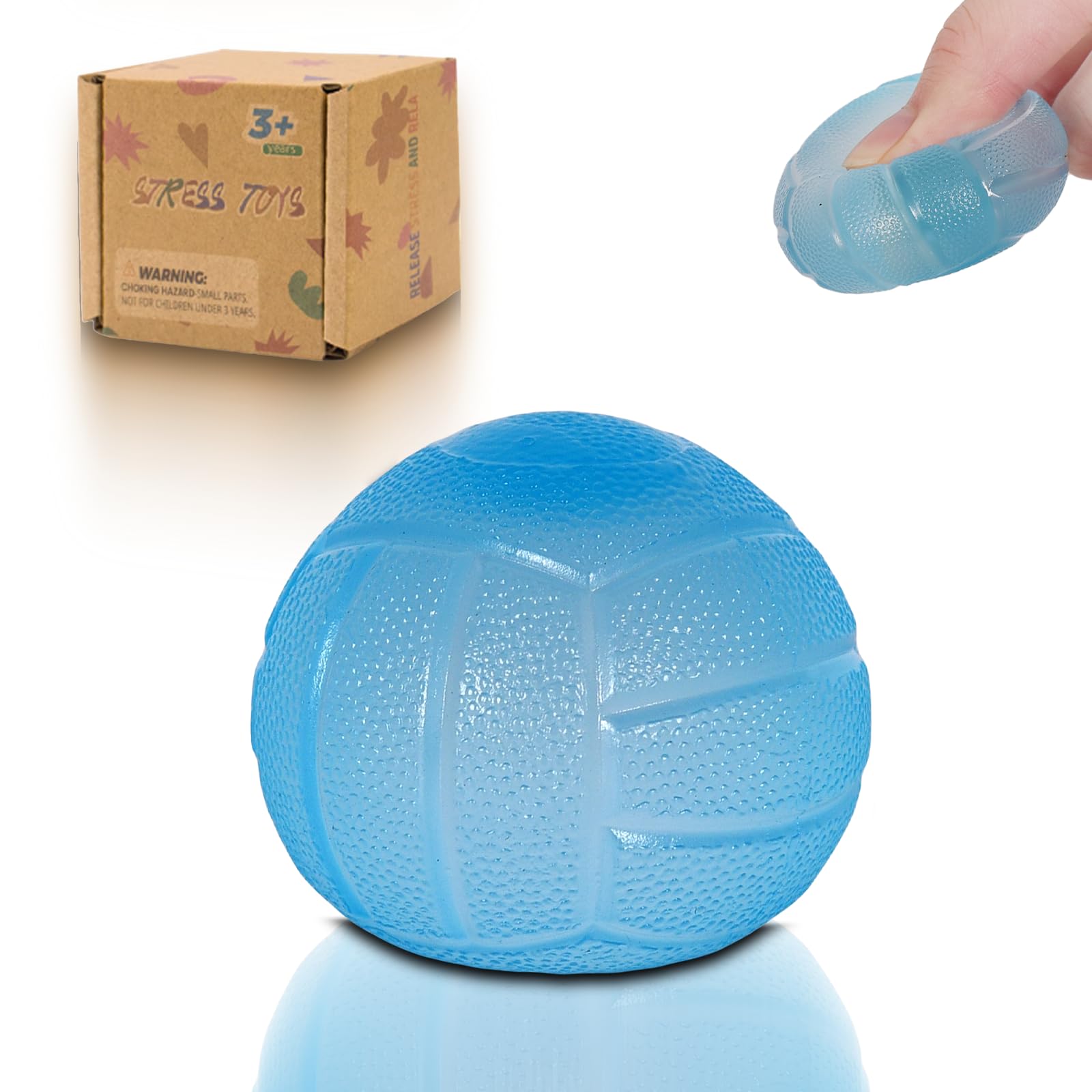 Graphinza Stress Balls for Kids and Adults - Maltose Soft Stress Relief Balls 1.37in, Slow Rise Sensory Toy, Stretchable and Squeezeable Stress Relief Ball, Safe for Ages 3+ (volleyball)
