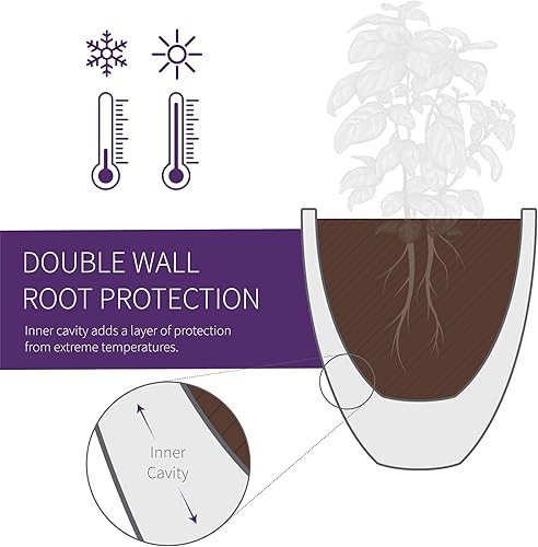 Miniatura 6 de Crescent Garden Delano - Maceta alta, moderna para interiores y exteriores, color negro caviar