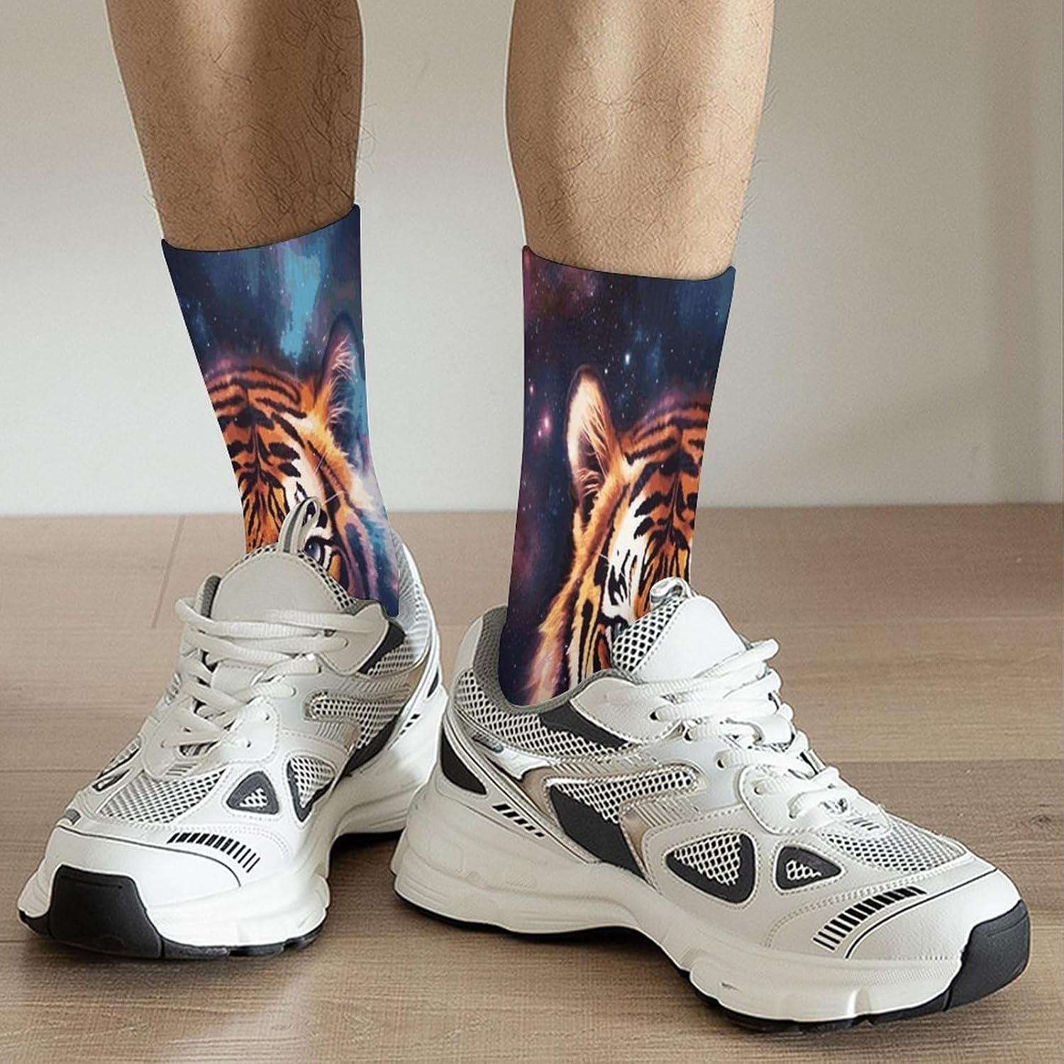 Galaxy Tiger Crew Sock High Stocking Grippy Socks | Socks for Men & Women,Stockings-Long Thin Tube Sports, Breathable Soft Athletic for Nurses,Travel