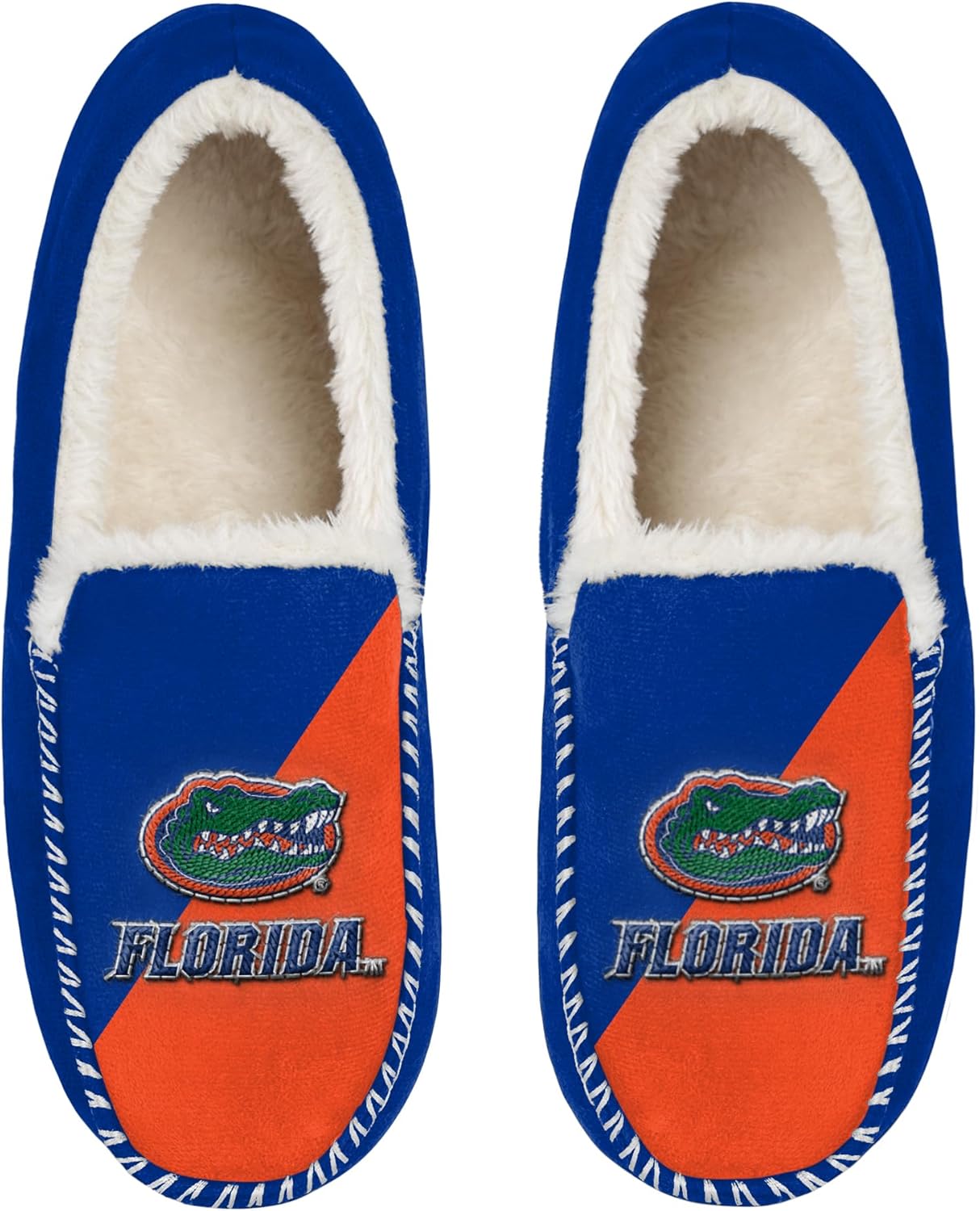 FOCO NCAA Unisex-Adult Officially Licensed Color Block Primary Logo Sherpa Lined Moccasin Slippers
