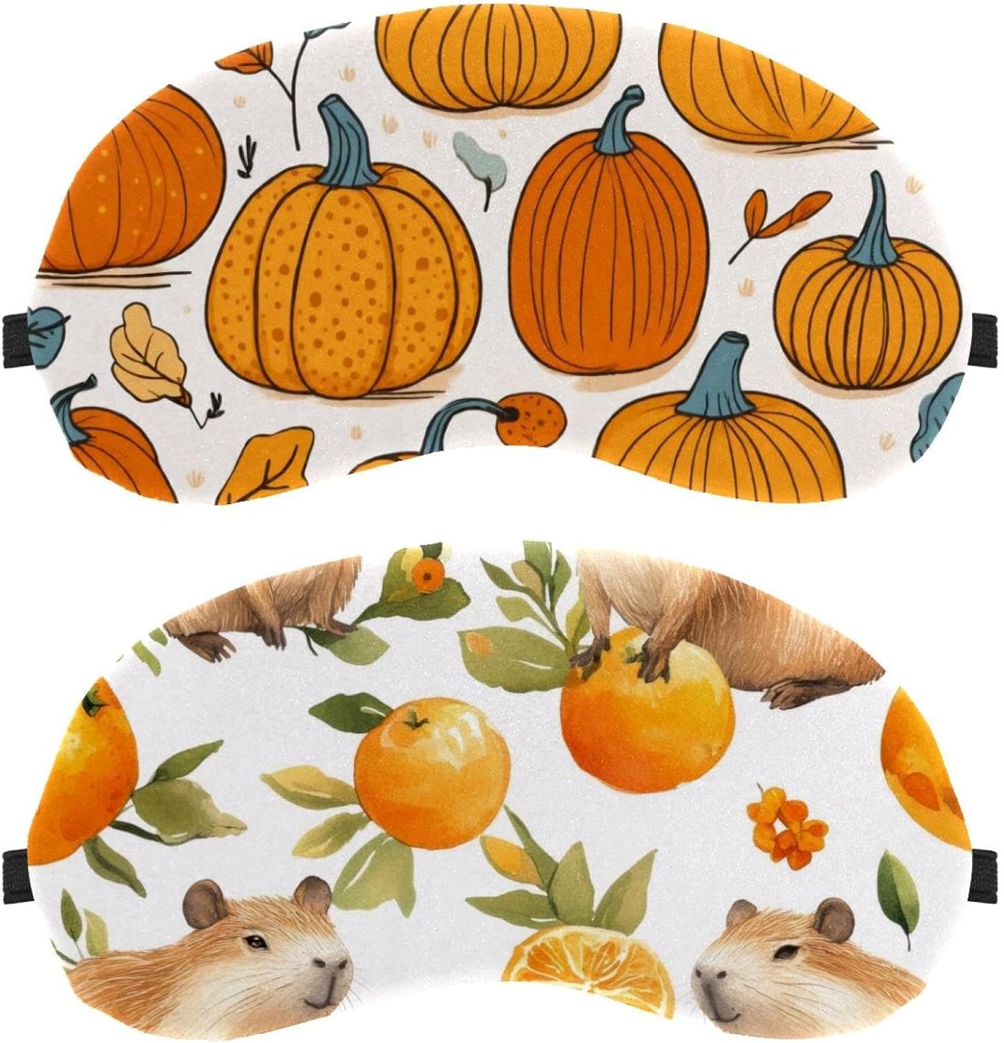 2 mascherine per dormire sul fianco, maschere per dormire, simpatiche capibara e agrumi, copertura morbida per gli occhi, per viaggi, pisolini, aereo, blocco della luce