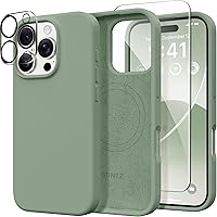 Vista 19 de GONEZ Funda de silicona para iPhone 14 Pro Max, compatible con MagSafe, con protector de pantalla + protector de lente de cámara, silicona líquida a