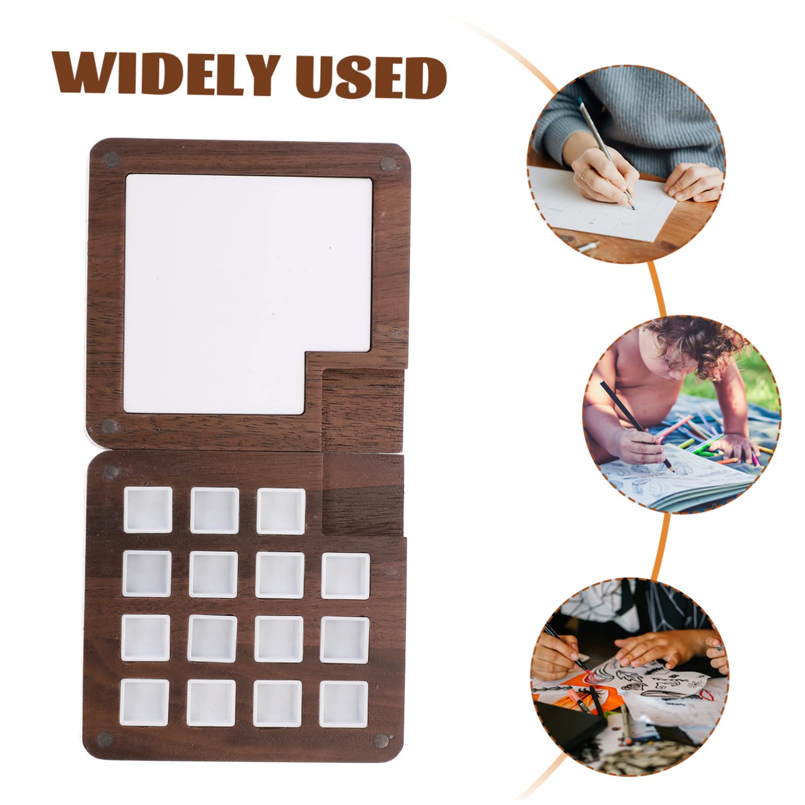 EXCEART 2piezas Caja De Pintura De Madera Tapa Estuche Portátil para Mezcla De Pigmentos Acuarelas Compartimentos para Viajes y Almacenamiento Creativo