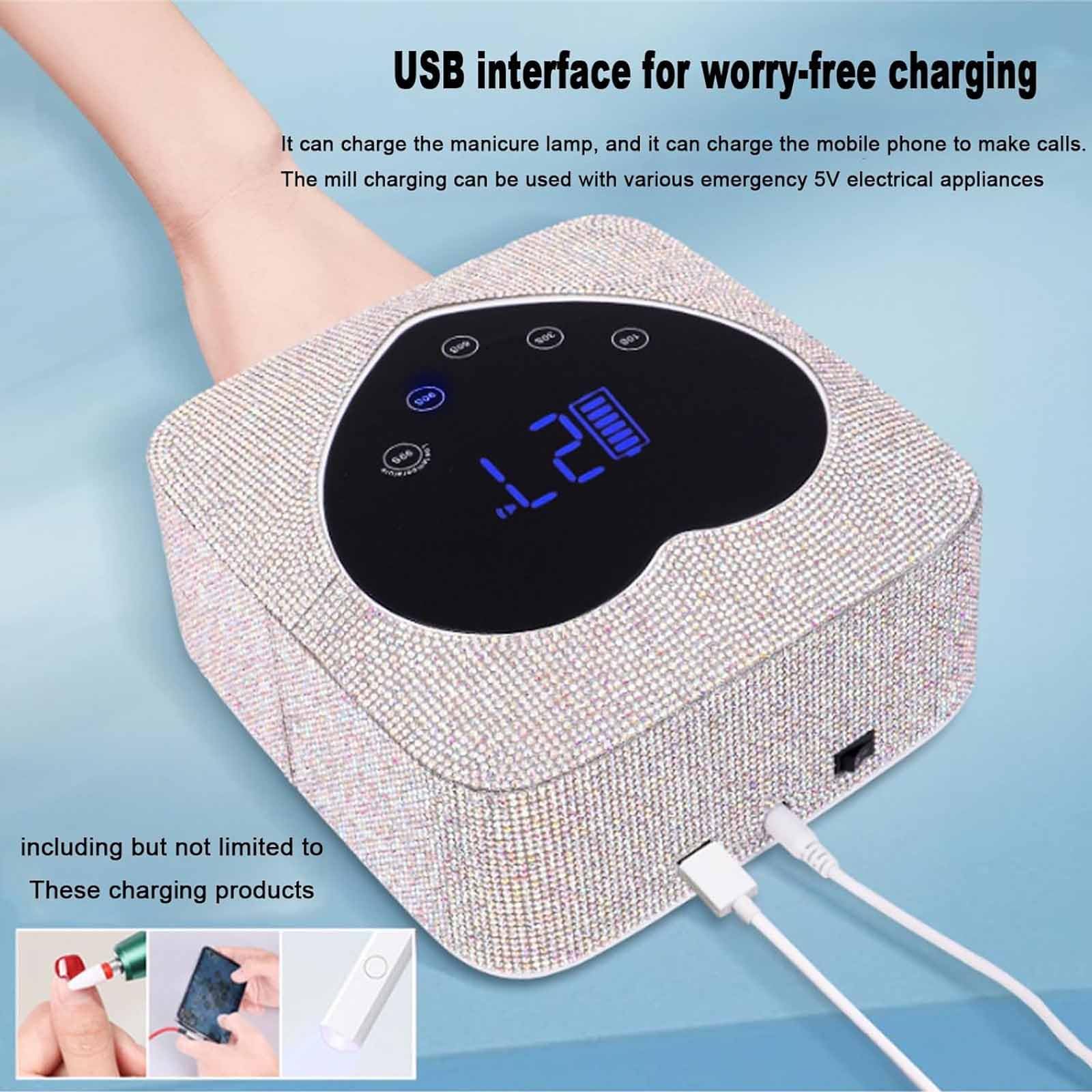 ERICAT Luz Brillante para Secador De Uñas, Lámpara De Uñas Recargable De 72 W con 5 Temporizadores Y Pantalla Digital Táctil LED Grande, Sensor Automático Y Curado De Secado Rápido