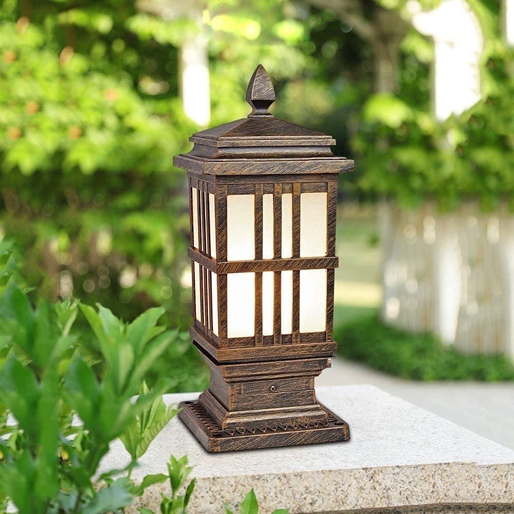 Lámparas de poste de poste al aire libre Post Lantern European Classical Industrial Cuadrado Lámpara de Pilar Chalet Jardín Villa Impermeable Exterior Pared Post Lights E27 Decoración Illumination Par