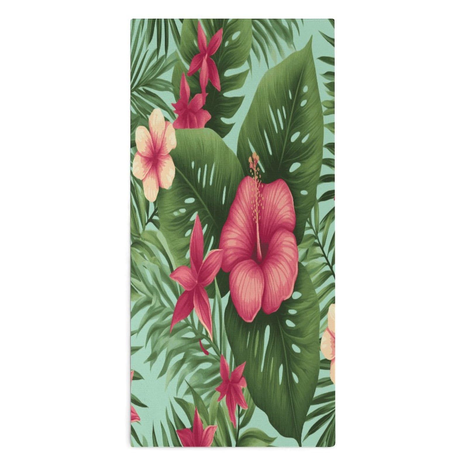 Btcowzrv Style Hawaiian Tropical Leaves Flowers Bath Towel Beach Towels Shower Towel