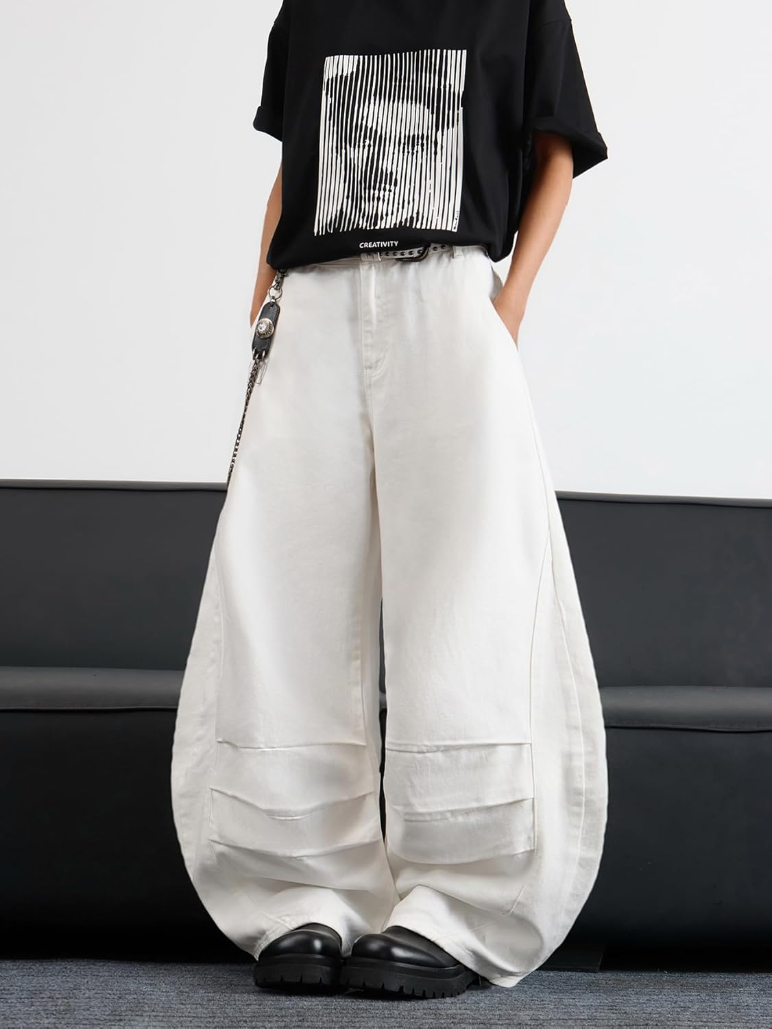 Baggy Barrel Jeans for Men Wide Leg Loose Fit Jeans Y2K Hip Hop Streetwear Denim Pants - Image 5