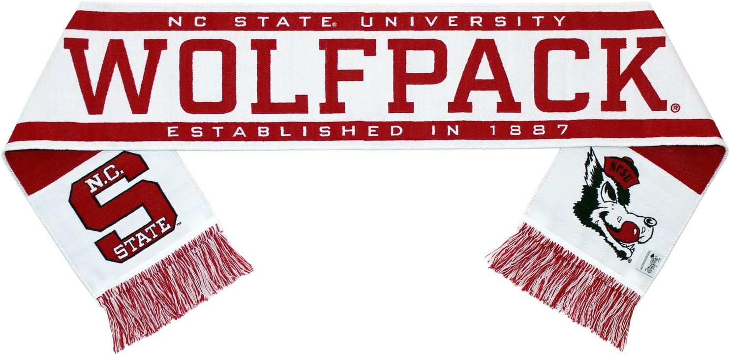 Tradition Scarves NC State Wolfpack Scarf - Hungry Wolf Throwback White Woven