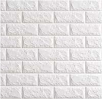 Painel 3D Autocolante Adesivo Tijolinho Branco 77x70 cm – Placa Decorativa para Sala, Quarto e Escritório (1)