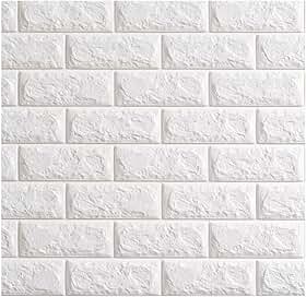 Painel 3D Autocolante Adesivo Tijolinho Branco 77x70 cm – Placa Decorativa para Sala, Quarto e Escritório (1)