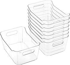 Tiawudi 8 Pack Plastic Storage Bins, Multi-Use Organizer Bins, Pantry Organizer, Plastic Storage Containers, Bins for Home & Kitchen