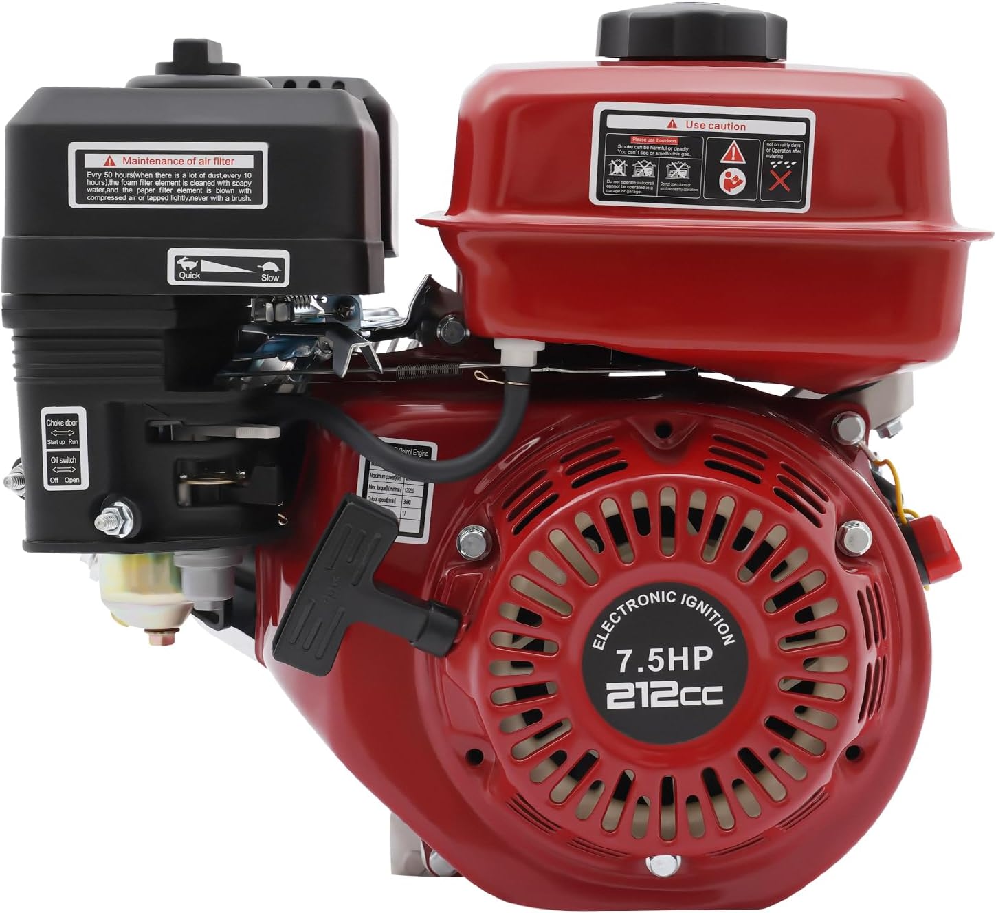 212cc 4 Stroke Gas Engine Motor,7.5HP Go Kart Engine,Mini Bike Engine with Air Cooling & Air Filter Horizontal for Go Kart Log Splitter Lawnmowers（Shaft 0.787in ）