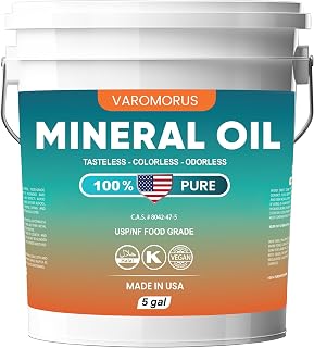 Varomorus Food Grade Mineral Oil - 100% Pure USP/NF, Food Safe Wood Cutting Board Oil – Protects & Restores Butcher Blocks, Wooden Utensils, Countertops - Made in USA (5 Gallons)