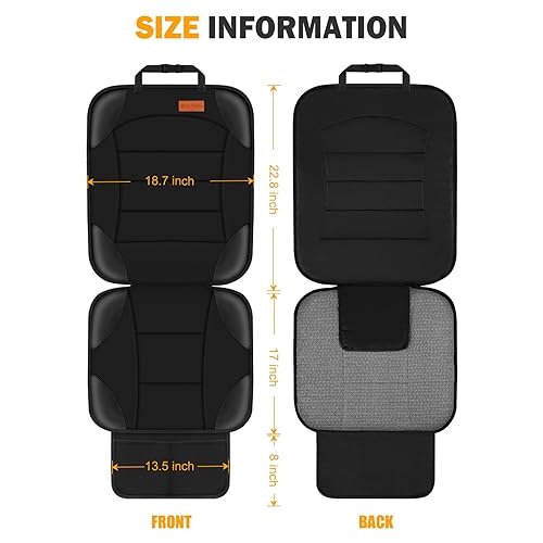 Miniatura 6 de Siivton Protector de asiento de automóvil para asiento infantil para asientos de cuero y tela, 2 bolsillos de malla, respaldo antideslizante,