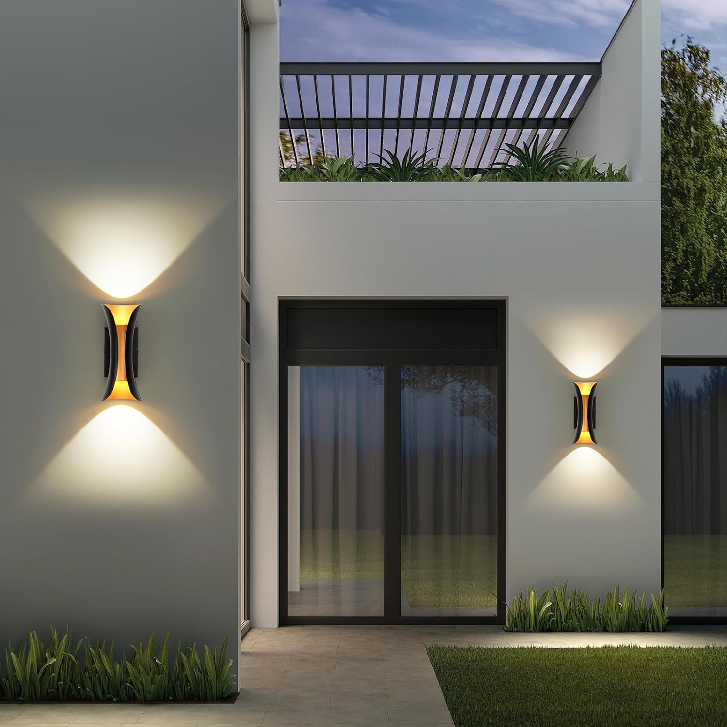 ziidoo Wall Sconce Modern Indoor Outdoor Lights,11.8 inch IP65 Black and Gold LED Patio Porch Front Door Light Fixture House Decor Wall Light for Porch Up and Down Stairs Hallway Living Room Bedroom