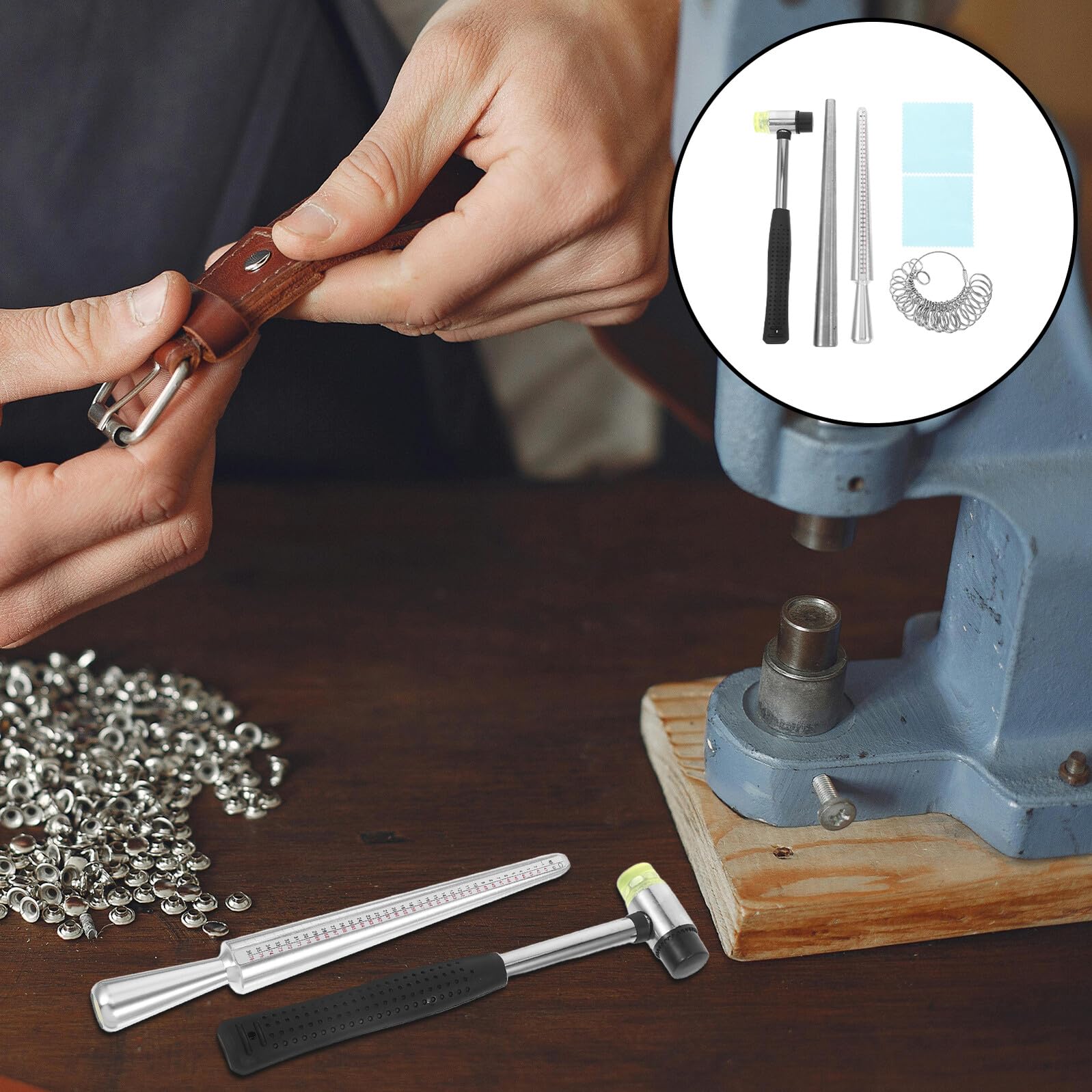 Hemobllo Strumento di Misurazione del Mandrino per Anelli in Metallo Kit di Strumenti di Misurazione per Anelli per Hobbisti e Gioiellieri di Gioielli