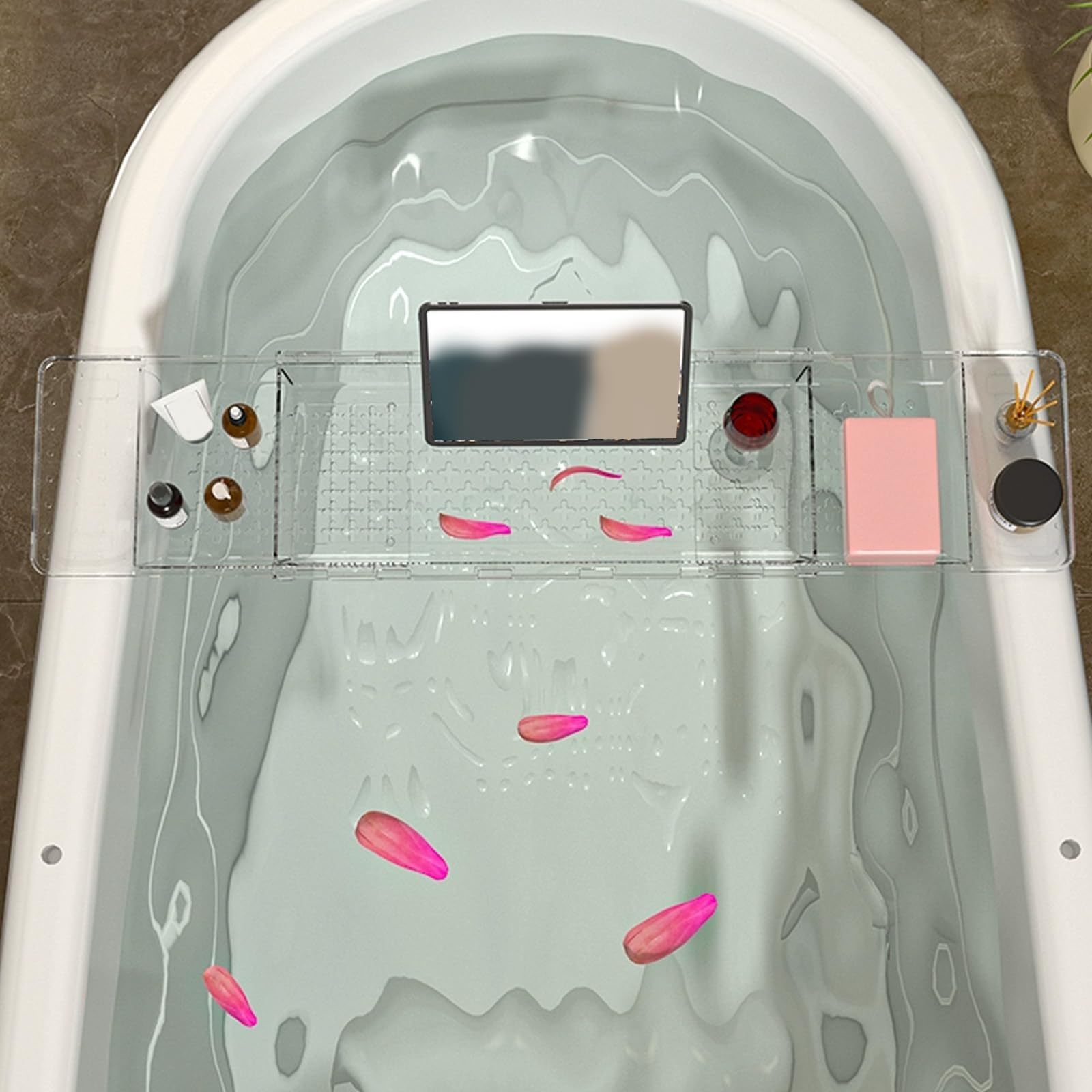 Bandeja de bañera – Organizador de baño expandible para libros, tabletas y vinos – Accesorio de baño perfecto para relajarse