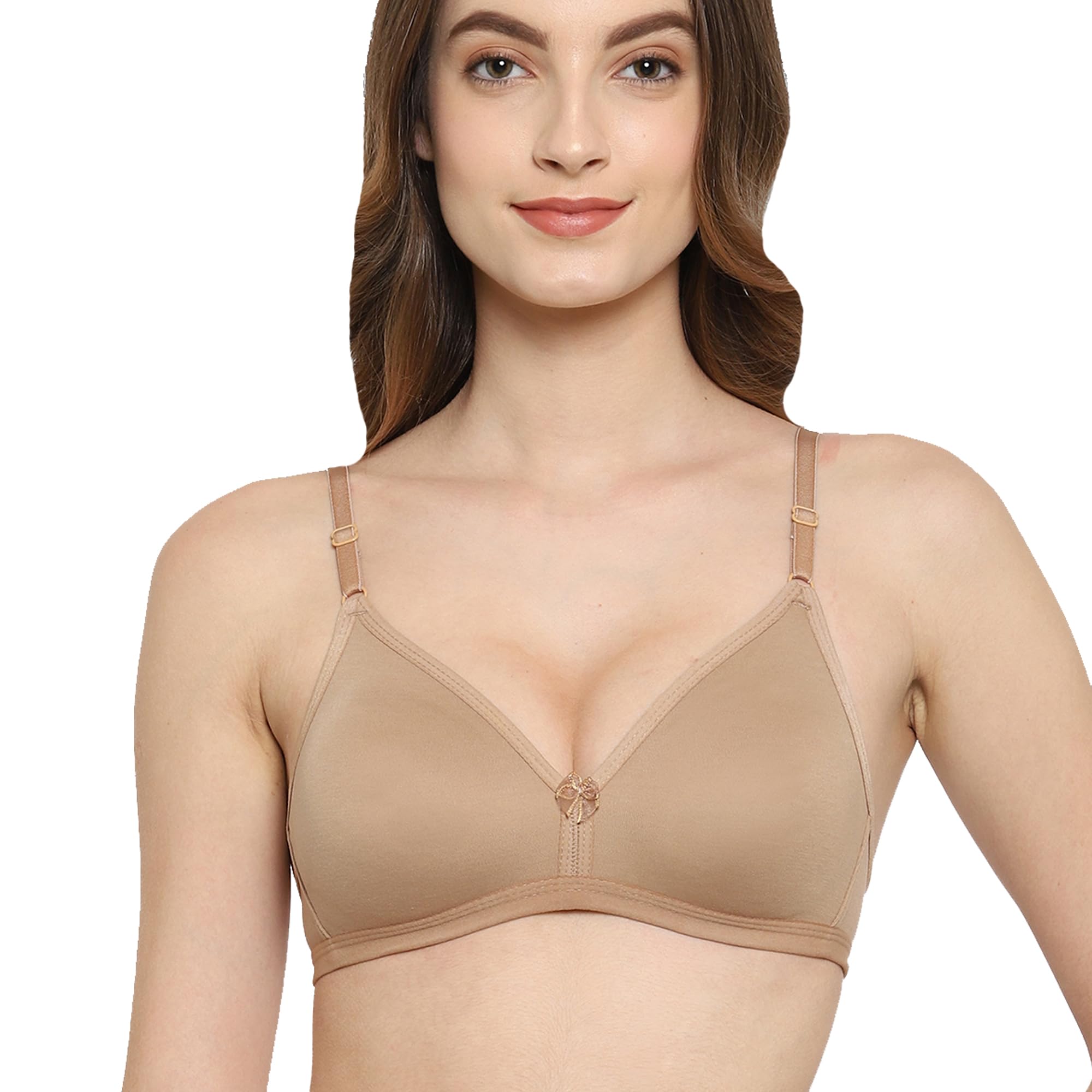 floret Women's Non Padded/Non-Wired & Medium Coverage Deep-Neck/Narrow Back T-Shirt Bra Black-picture-27