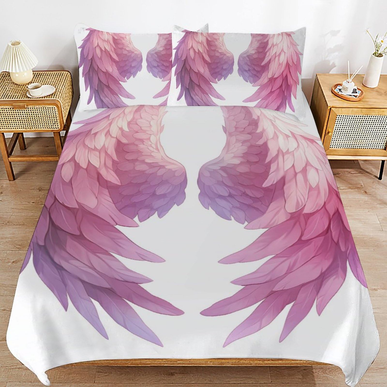Housse de couette ailes d'ange 135x200 cm douce pour lit enfant