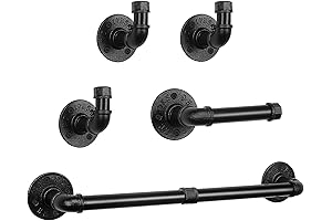 NearMoon 5-Pieces Industrial Pipe Bathroom Hardware Set, Wall Mounted Rustic Decor Accessories Kit