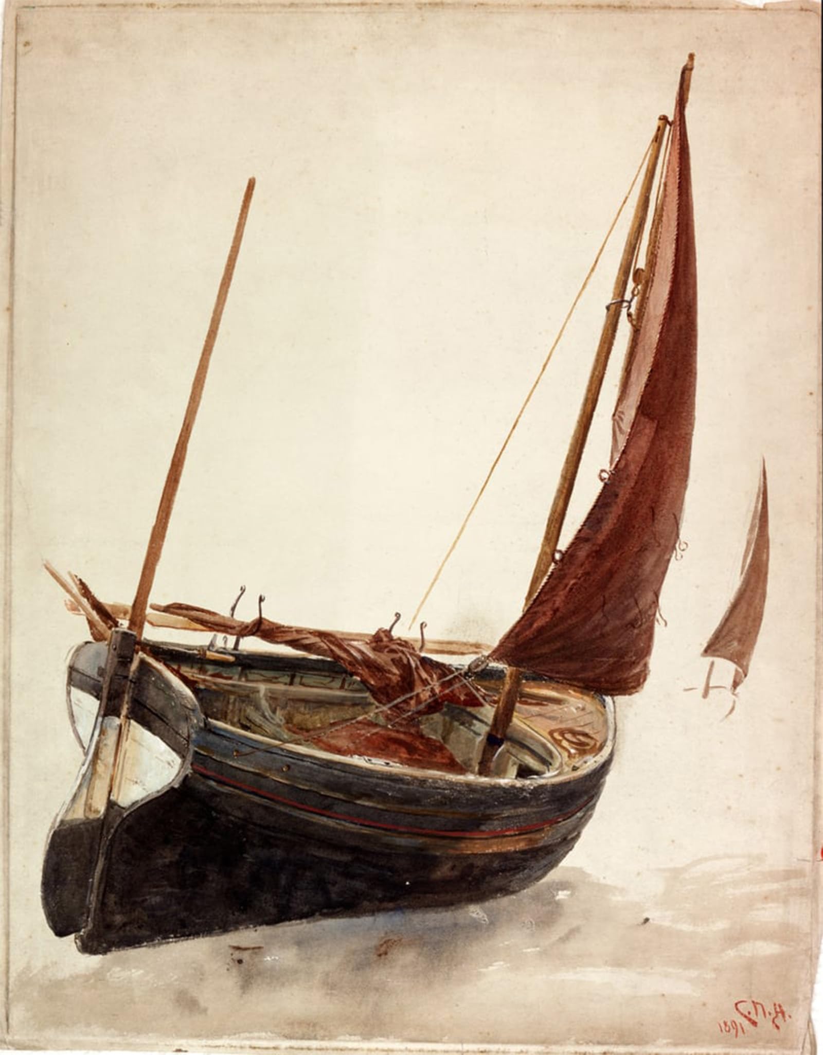 ARTXLXXBN Famous Prints Artwork Pictures Poster Painting Art Study of a Boat by Charles Napier Hemy Artwork Landscape Pictures for Home Decor 60x90cm