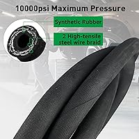 Vista 4 de Manguera hidráulica de 5.9 pies, presión de trabajo de 10000 PSI con 2 trenzas de alambre de acero de alta resistencia, acoplador de conexión rápida
