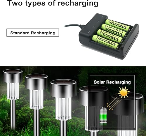 Miniatura 5 de Baterías recargables AAA de 600 mAh, baterías solares Ni-MH Triple A de alta capacidad 1.2 V precargadas para luces solares al aire libre (paquete