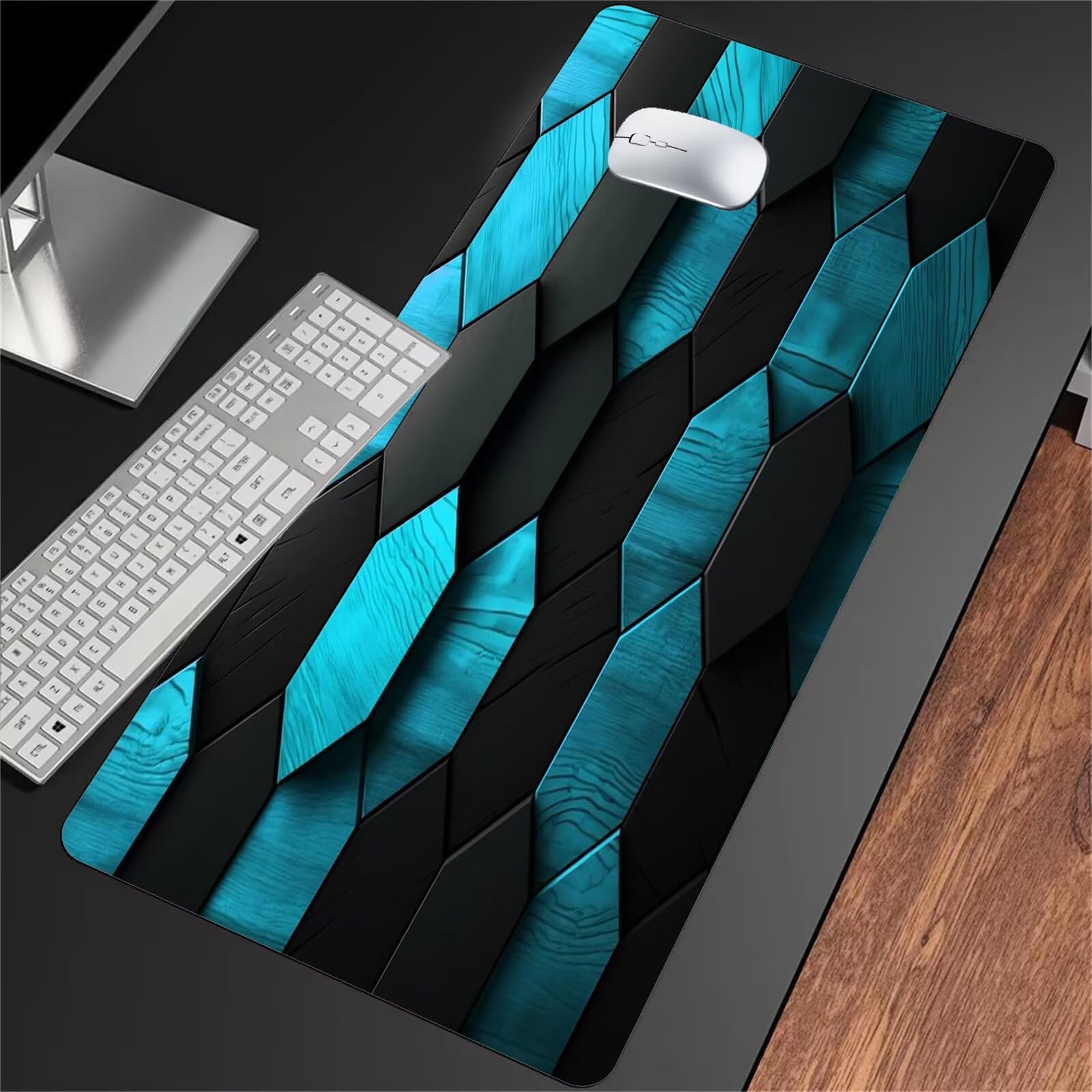 Duża podkładka pod mysz do gier 1200 x 600 x 3 mm podkładka pod mysz XXL, podkładka pod mysz do gier z zszytymi krawędziami i antypoślizgową gumową podstawą, do domu i biura (szaro-zielona