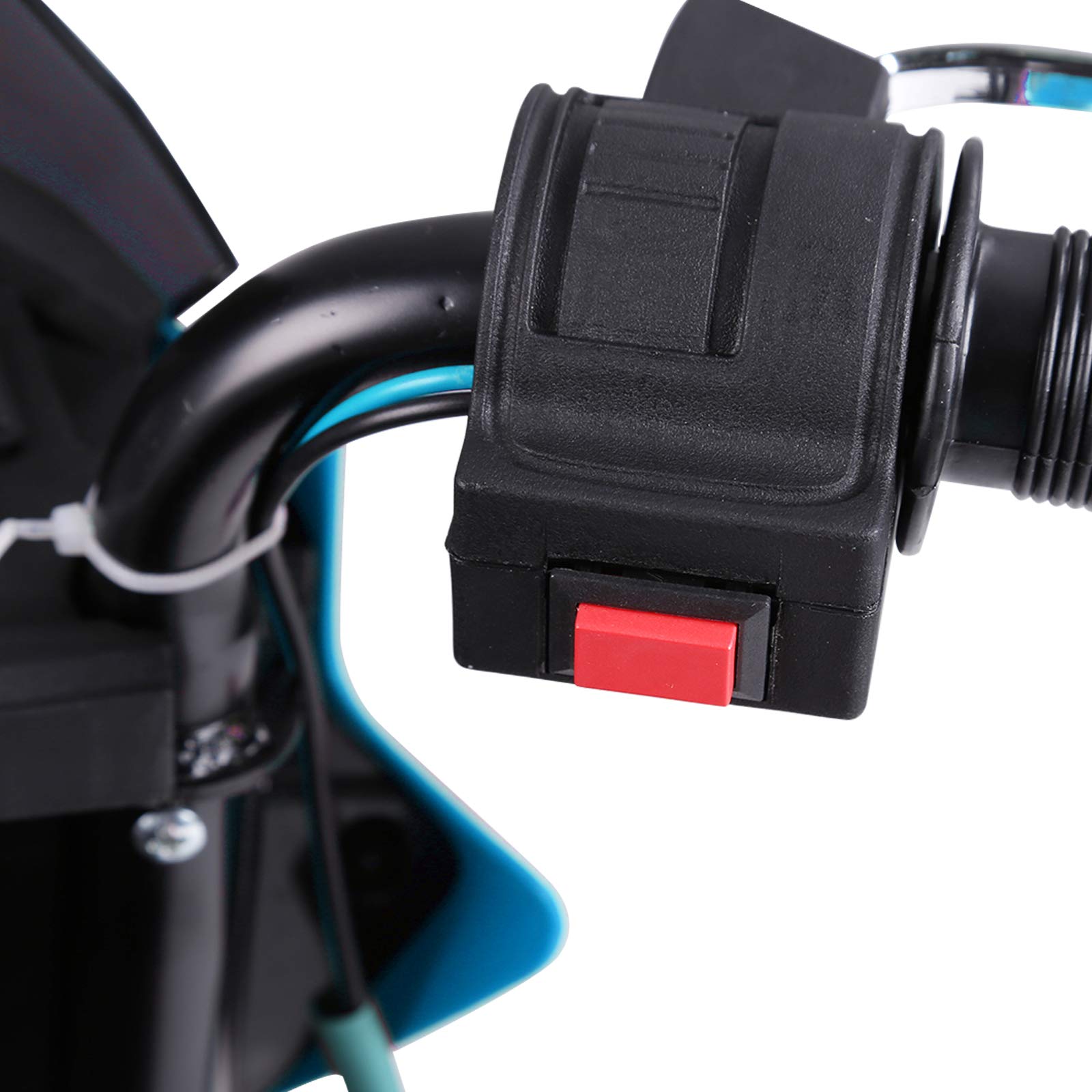 HOMCOM Kindermotorrad Kinder-Elektromotorrad Elektro-Motorrad für Kinder 3-6 Jahren Licht Musik MP3 Elektrofahrzeug mit Stützrädern maximal 3 km/h Metall + Kunststoff Blau 105 x 52,3 x 62,3 cm