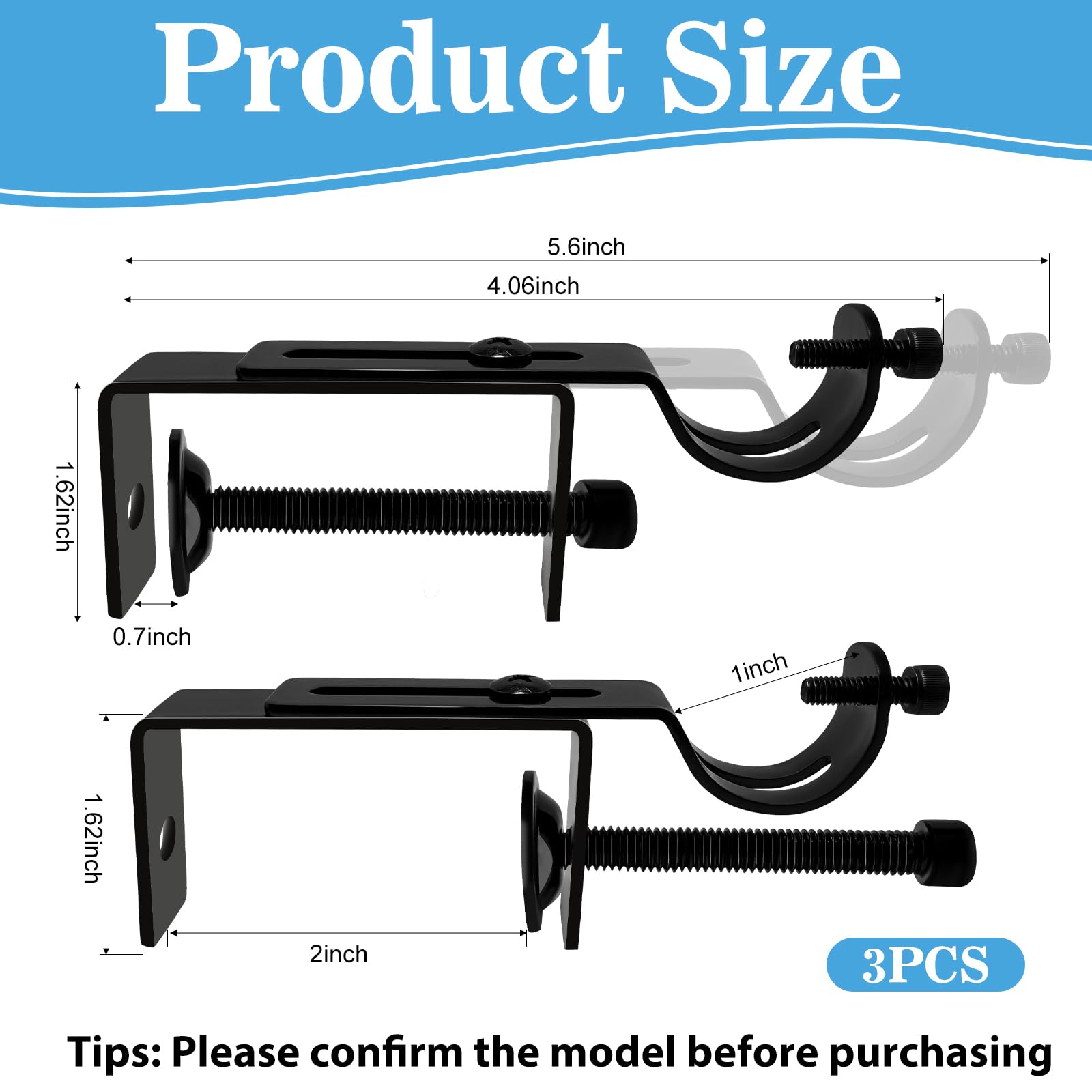 3PCS Outside Mounted Blinds Curtain Rod Bracket Accessories,1.3-2inches Wide Track,Adjustable No Screw Curtain Rod Holder,Curtain Rod Brackets for Both Bedrooms and Living Rooms