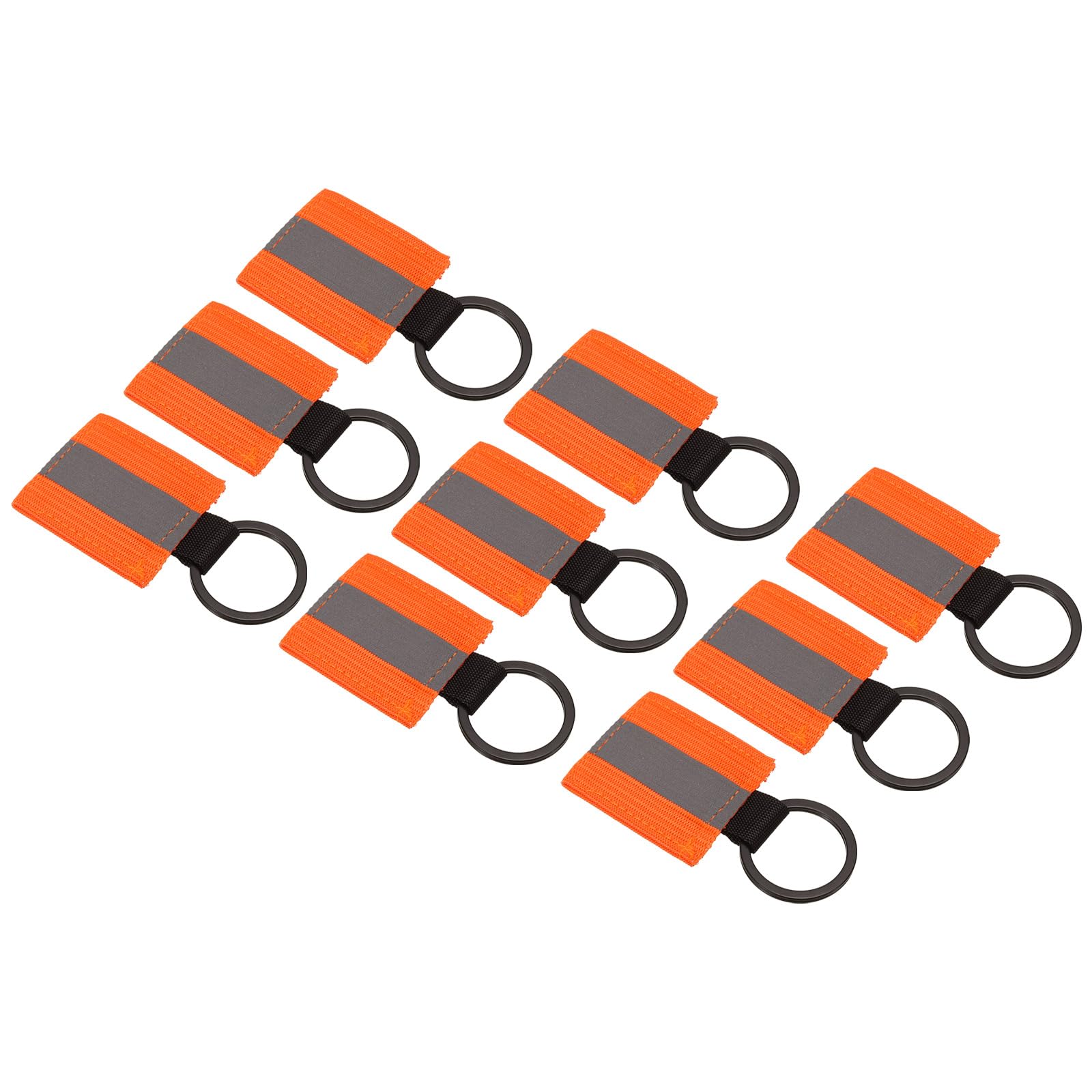 PATIKIL Reflective Keychain Tags, 9 Pack Reflective Zipper Pulls Nylon Keychain High Visibility Reflectors Tags for Backpack Pendant Dog Collar, Orange