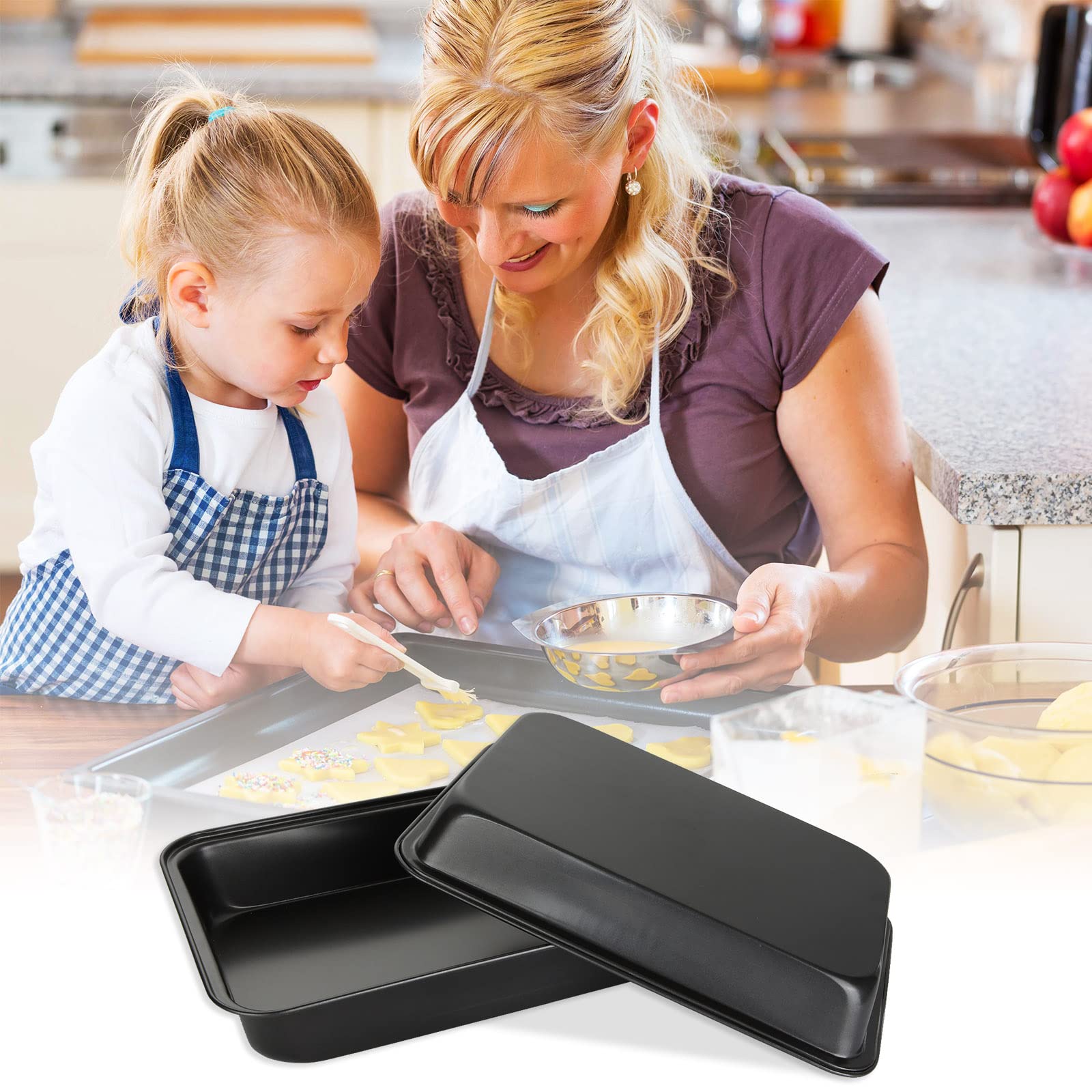 Juego de 4 bandejas antiadherentes para horno, 3 tamaños, acero al carbono, 30/32/34 cm, juego de bandejas de horno negras para horno, cocina, hogar, apto para lavavajillas