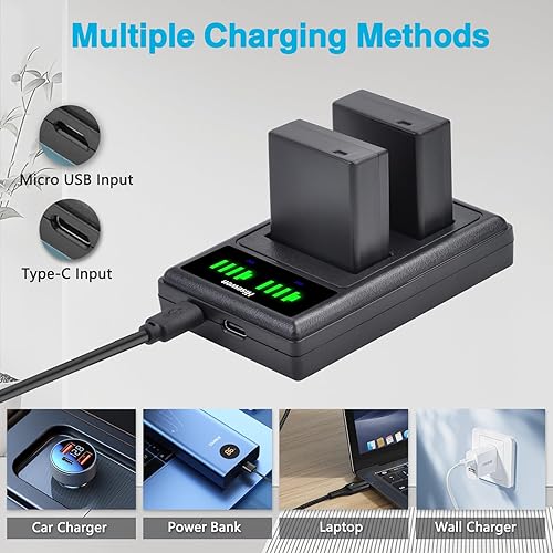 Miniatura 5 de Hisewen DMW-BLG10 DMW-BLG10PP DMW-BLE9 Batería 2 piezas, cargador dual para Panasonic Lumix DMC-GX85 DMC-GX80 DMC-ZS60 DMC-ZS100 DMC-GF3 DMC-GF5