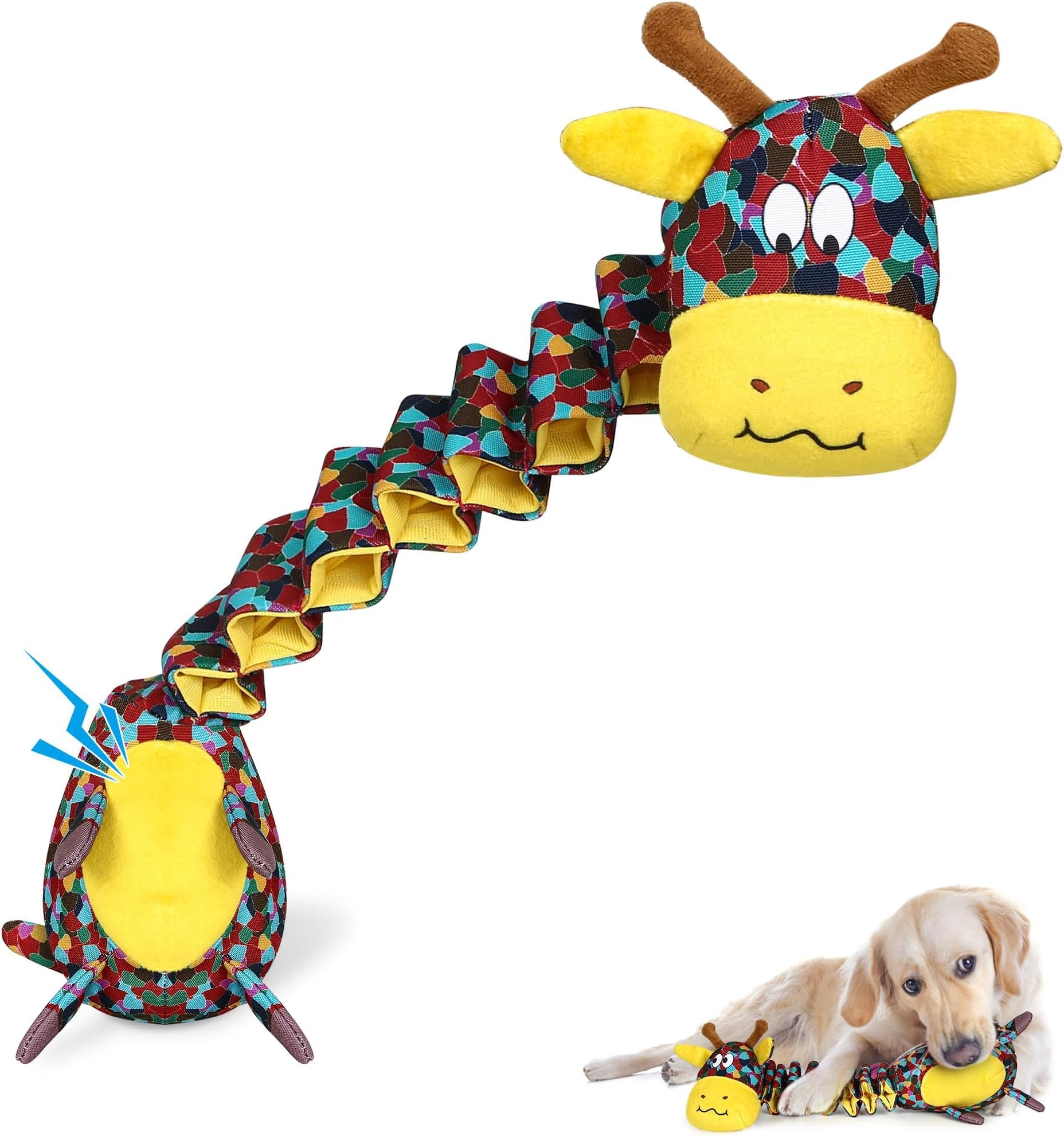Squeaky Dog Toys for Small,Medium and Large Dogs,Interactive Dog Toys for Boredom, Puppy Teething Toys with Crinkle Paper,Tug of War Tough Chew Toys with Colorful Printing