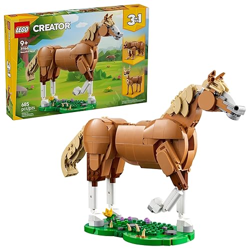 LEGO Creator 3 in 1 Beautiful Horse Building Toy for Kids - Building Blocks & Learning Toy for Girls & Boys, Ages 9+, Create a Horse, Bear, or Deer Toy with 1 Set - Gift for Birthdays - 31166