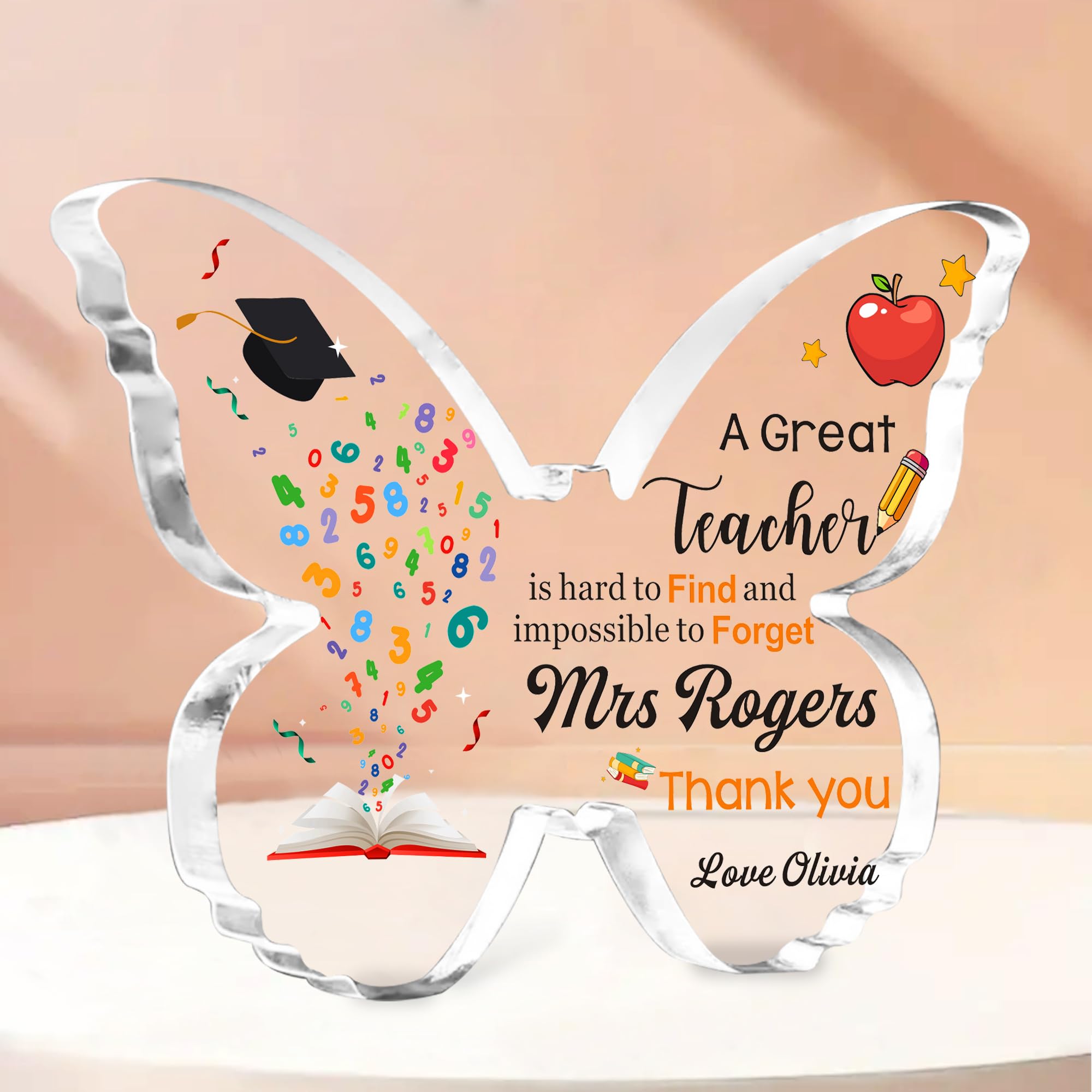 Teacher Gifts Personalised Thank You Teacher Gifts for Women Men Acrylic Plaque Sign Teacher Appreciation Gifts Thank You Gift for Tutor Teaching Assistant End of Term Gifts (Design 4)
