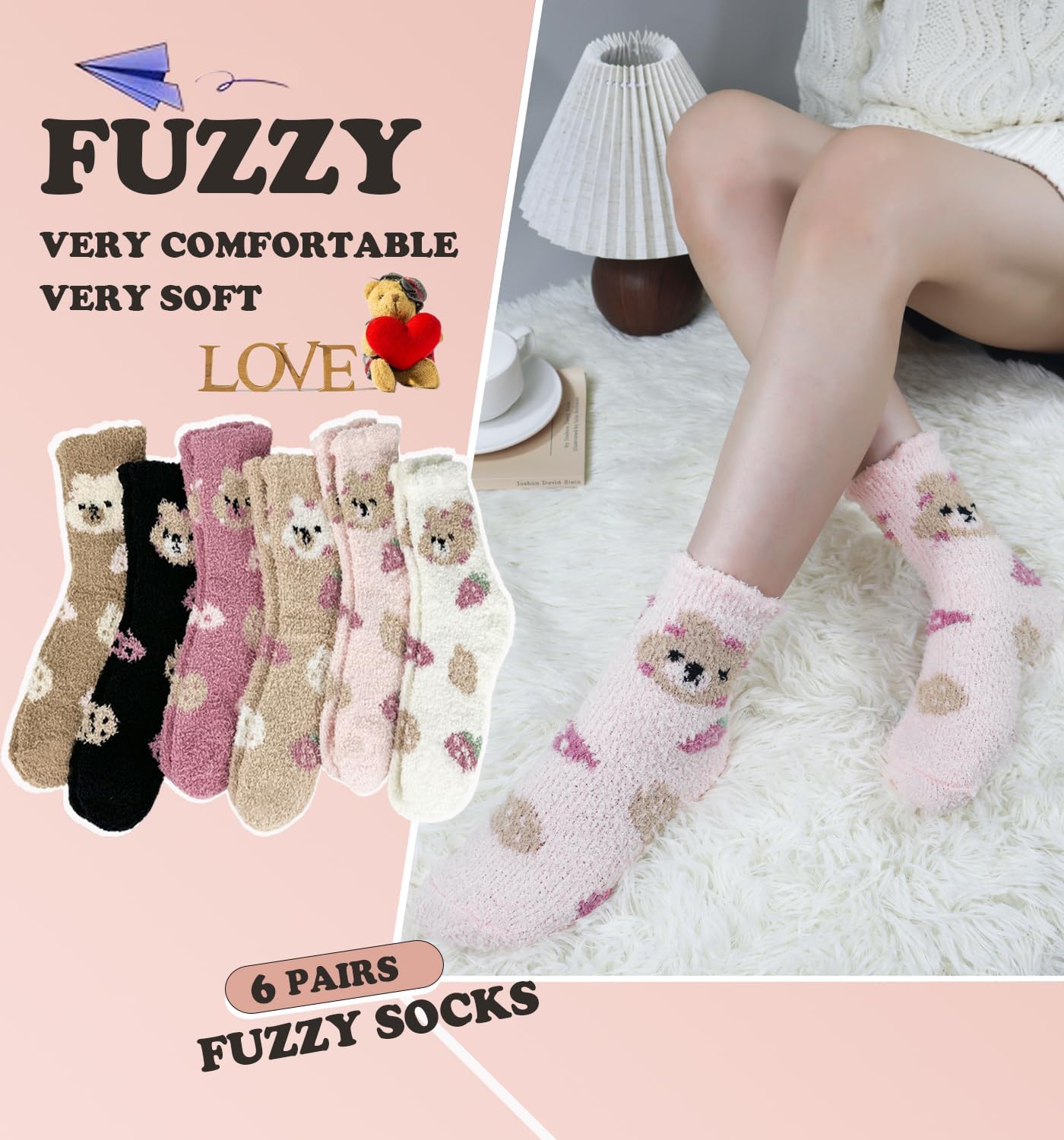 Fuzzy Socks for Women, Cozy Warm Fluffy Slipper Socks Plush Winter Socks for Gifts & Stocking Stuffers, No Shedding - Image 3