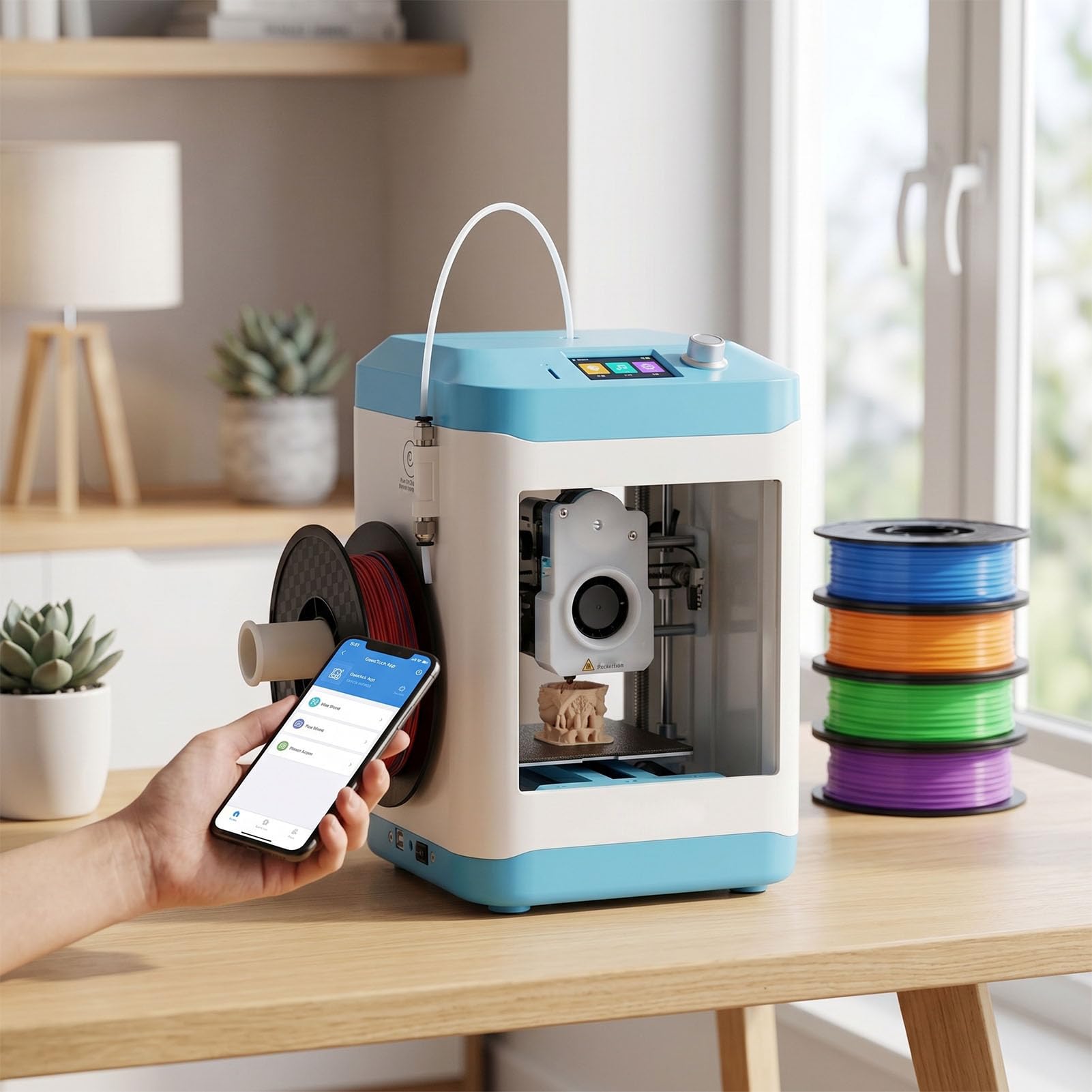 Jeffergarden Mini Stampante 3D, Stampante 3D Desktop Completamente Assemblata con Stampa WiFi, Livellamento Automatico, LCD da 2,4 Pollici e Piattaforma PEI Riscaldata per Principianti, Bambini,