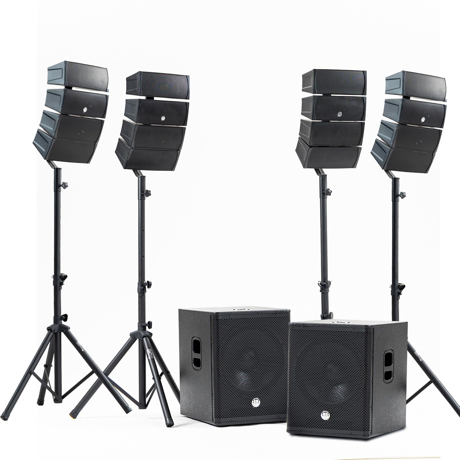 Pack Sonorisation DJ Complet 2400W BM Bmsonic BMS-​15-​ARRAY-​BT, 4 Enceintes Satellites, Caissons 38cm USB/​Bluetooth Supports Câbles