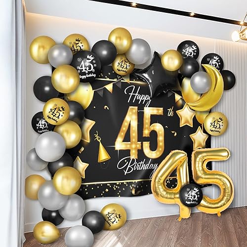 Miniatura 20 de Juego de globos dorados de feliz cumpleaños número 31 – Saludos a los 31 años de edad, guirnalda temática de fiesta con estrellas y luna, decoración