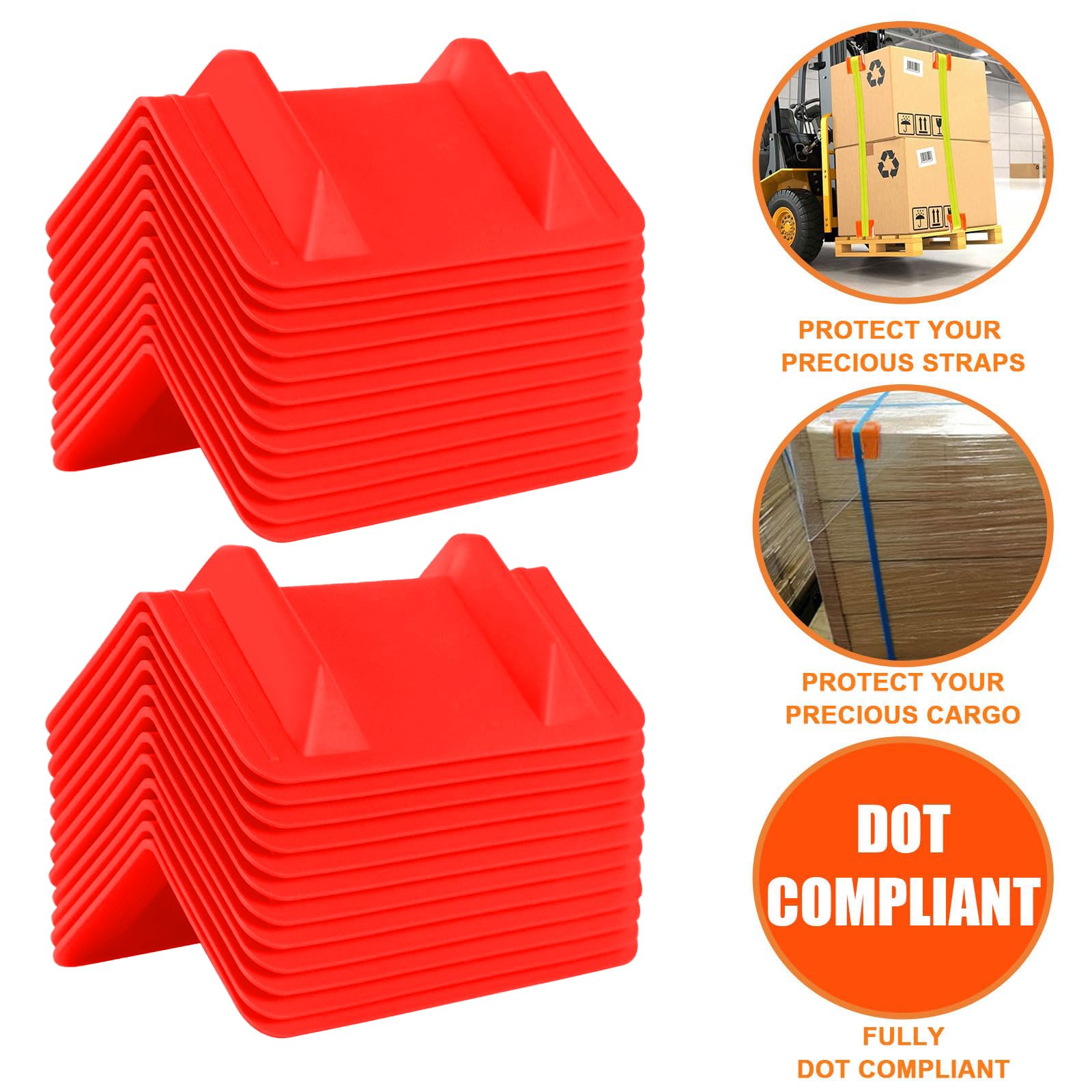 Confezione da 24 protezioni angolari piatte per spedizioni merci, protezioni in plastica per cinghie a cricchetto, protezioni angolari per cinghie, rosso