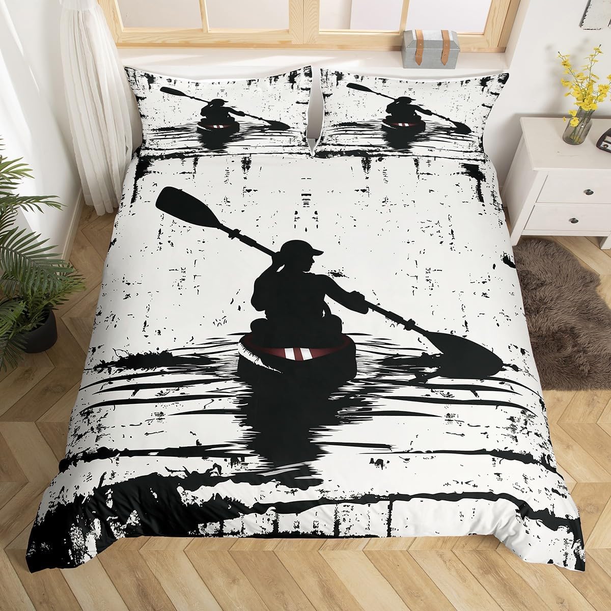 Housse de couette 200x200 canoë-kayak en microfibre douce avec fermeture éclair